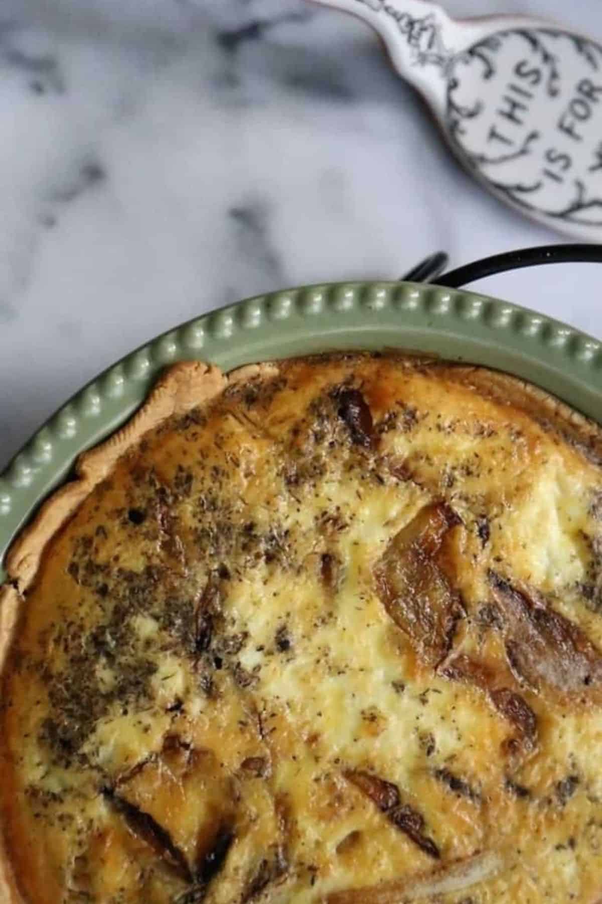 Caramelized Onions and Goat Cheese Quiche close up