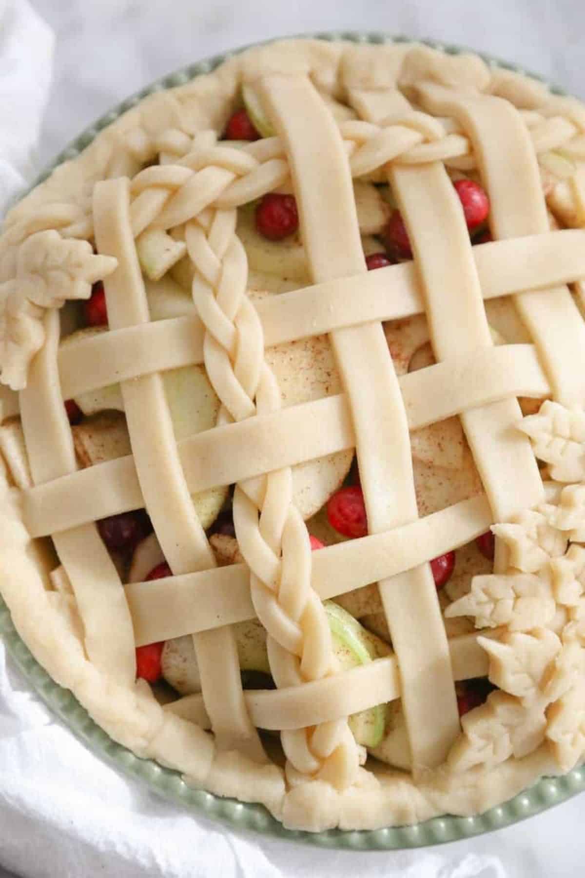 pre baked pie overhead