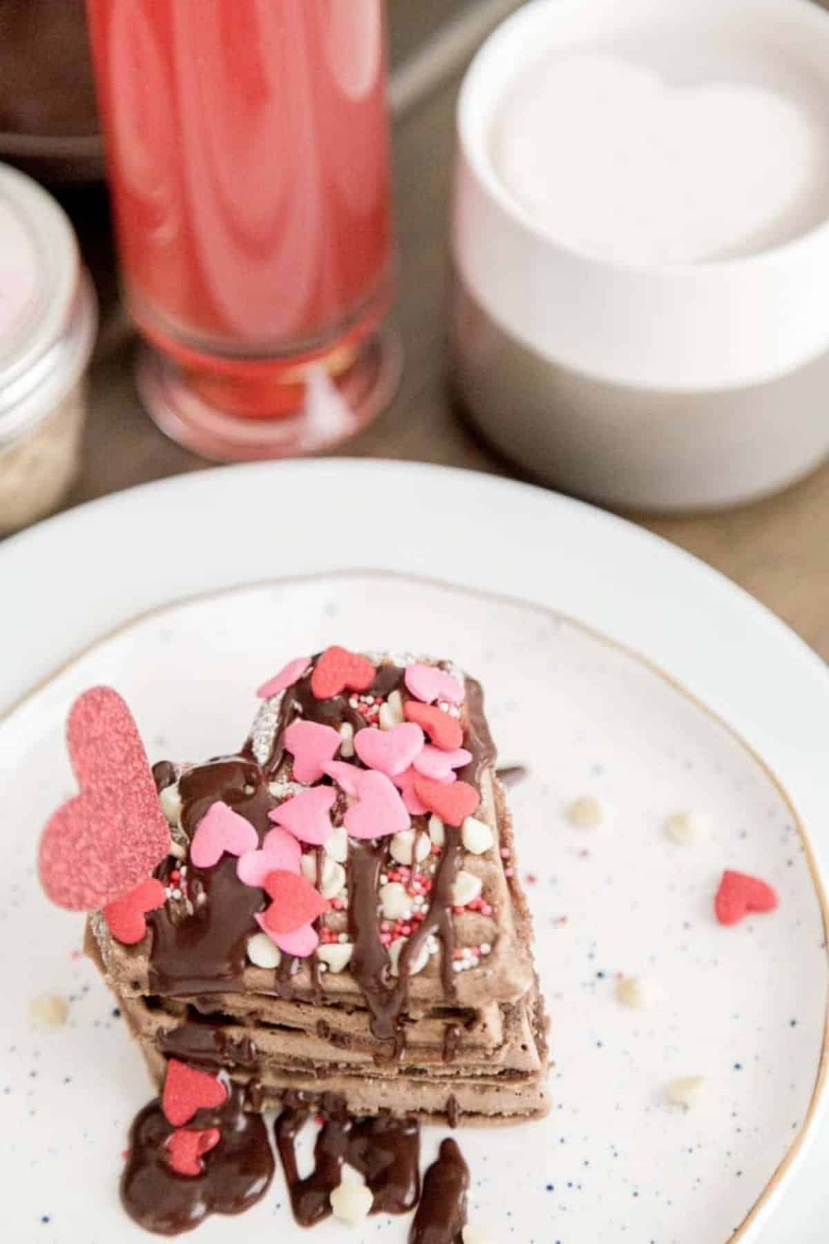 chocolate waffle stack with sprinkles