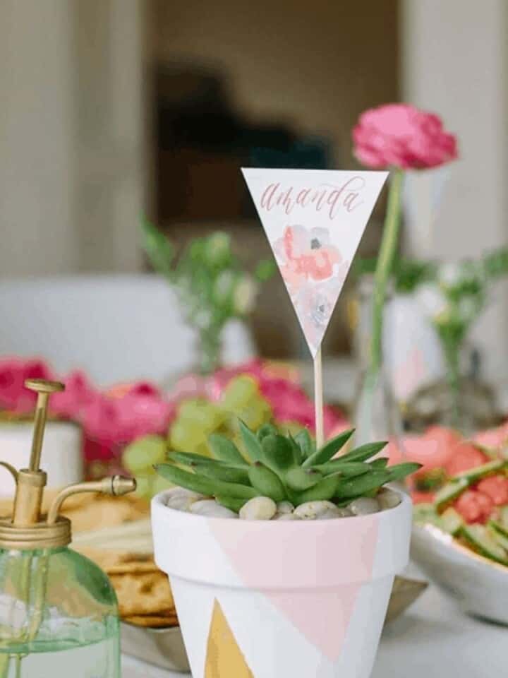 party set up with placecard