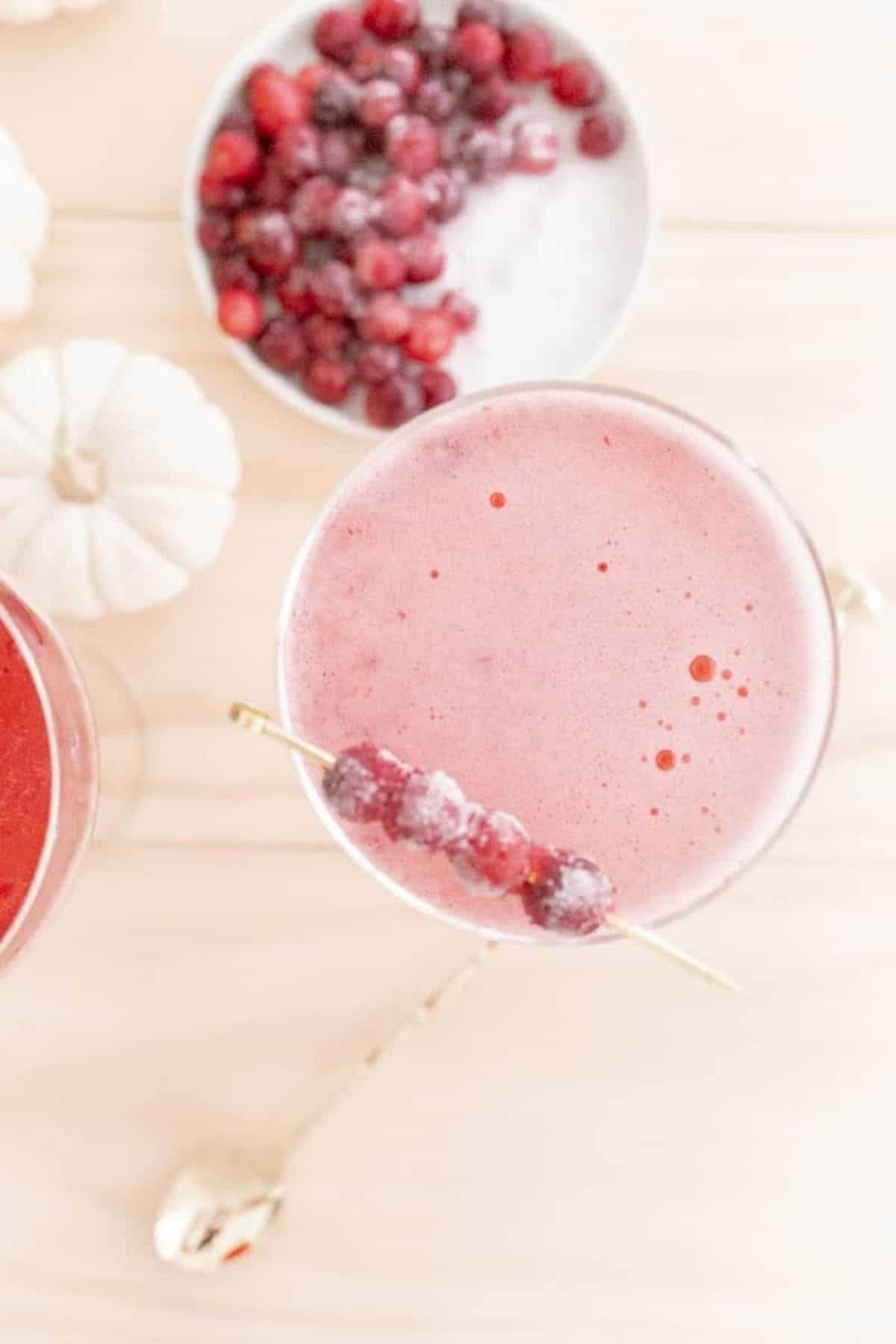 Cranberry-Herb Cocktail with frozen cranberries