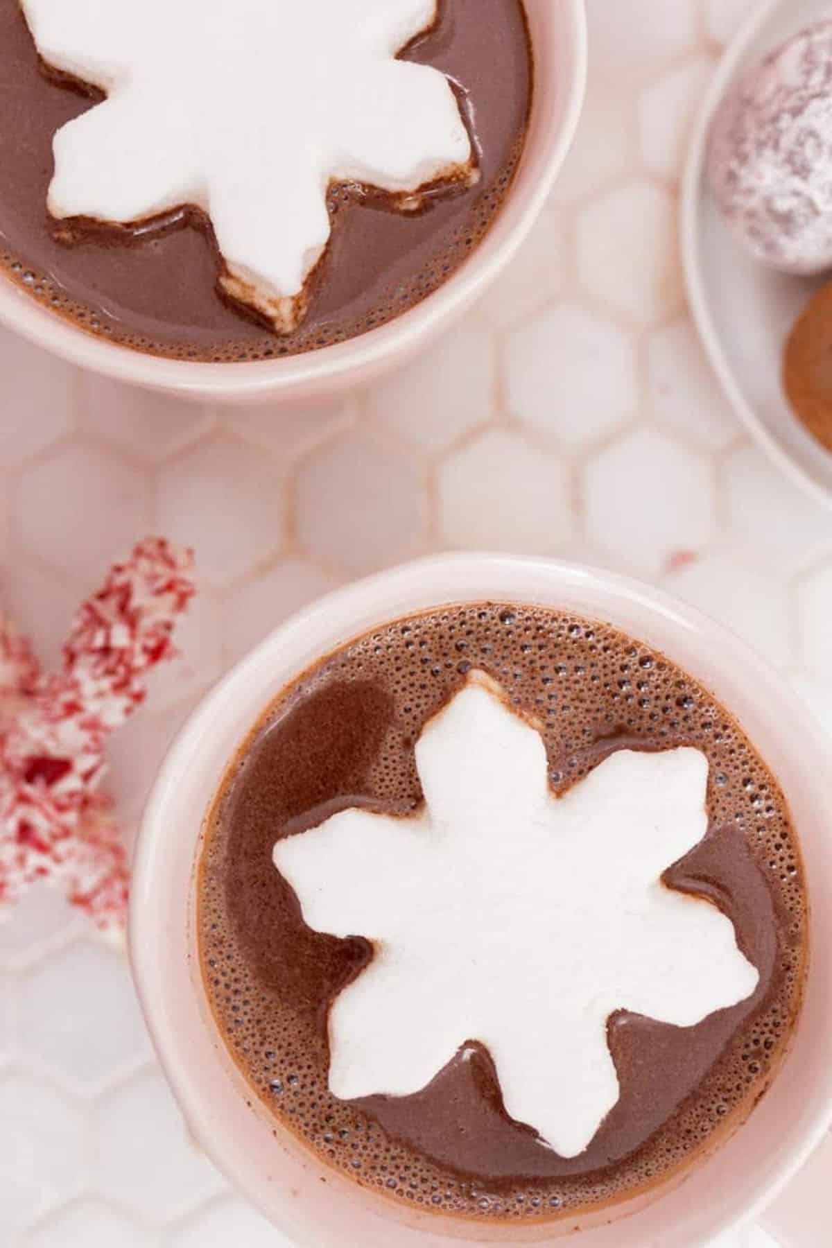 hot cocoa with a snowflake marshmallow