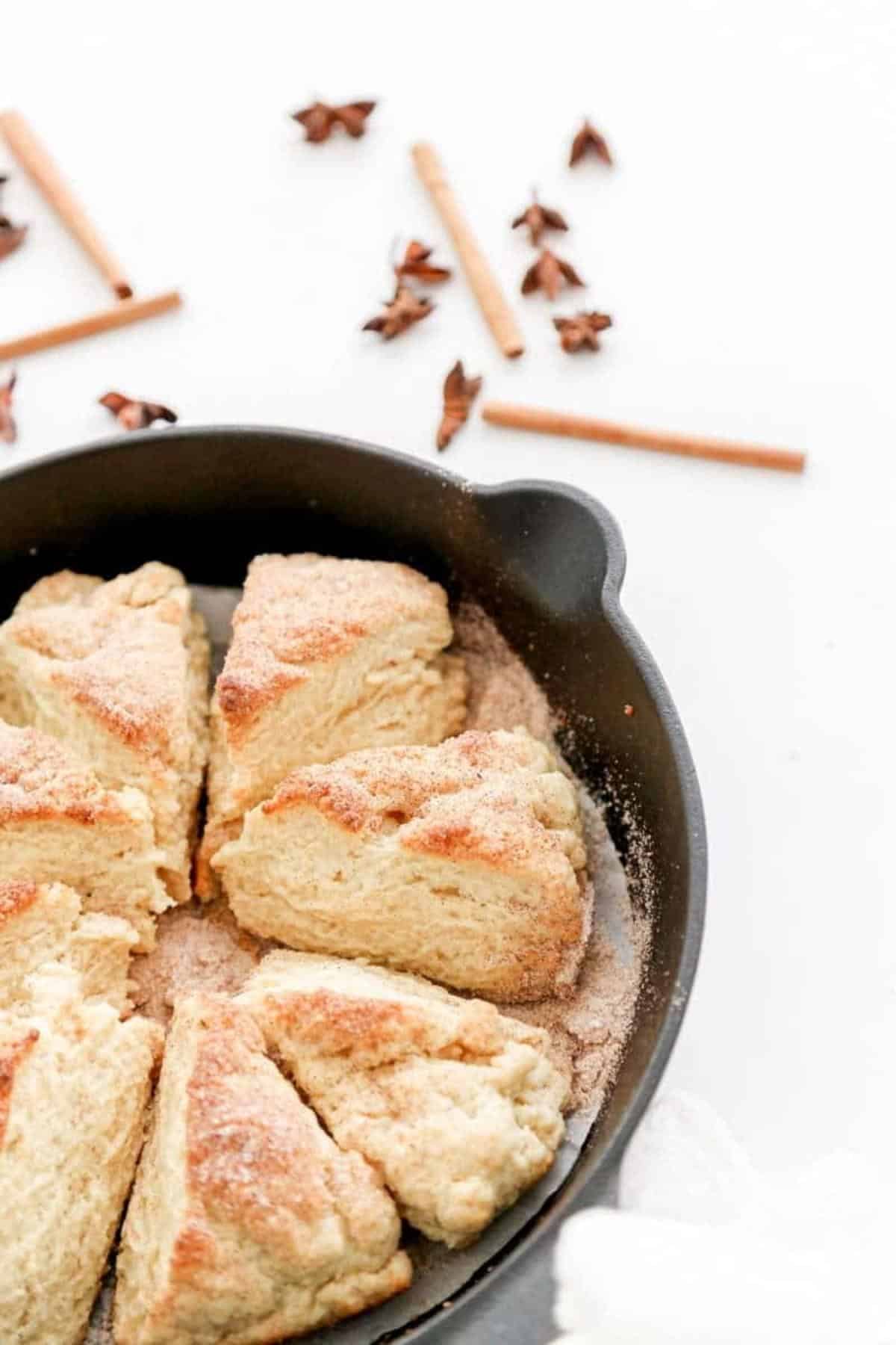 chai infused scones in pan