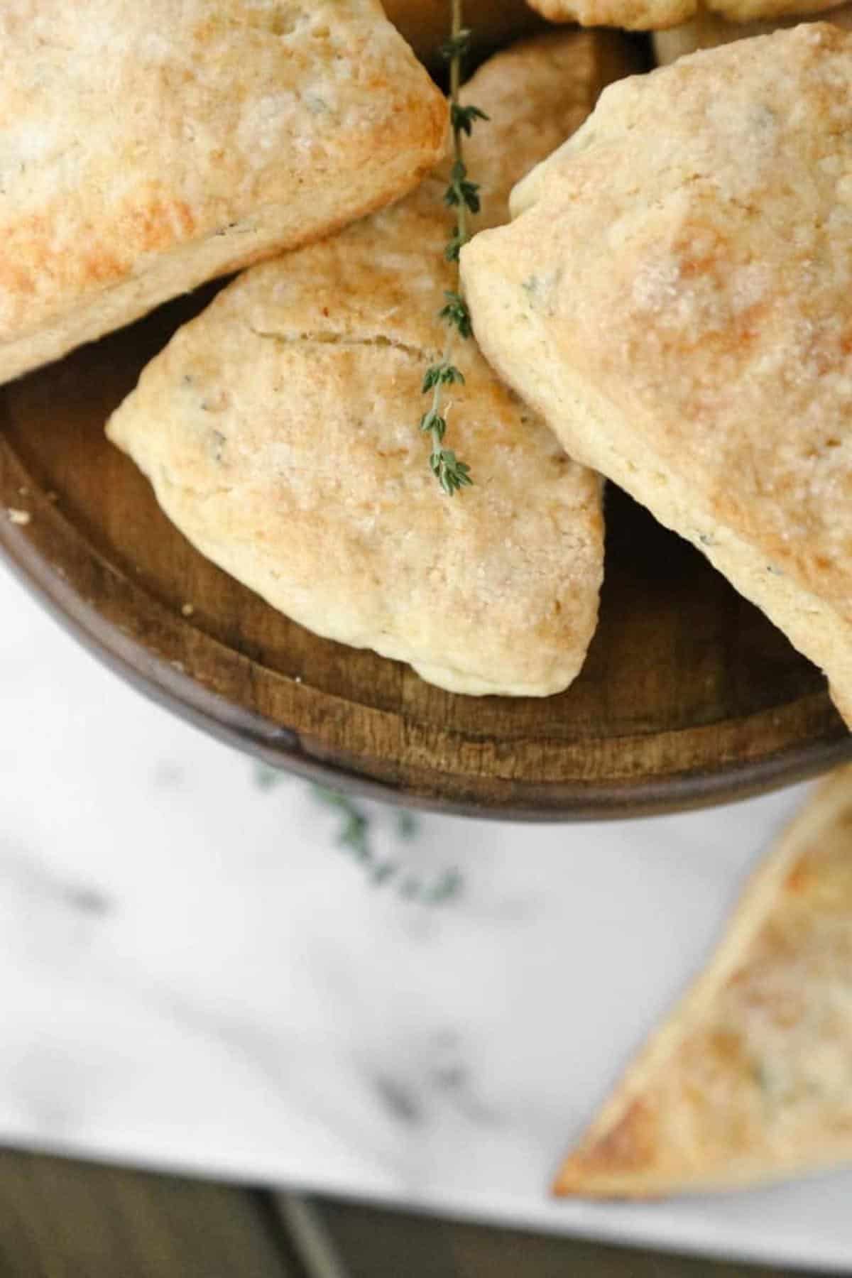 goat cheese thyme scones close up