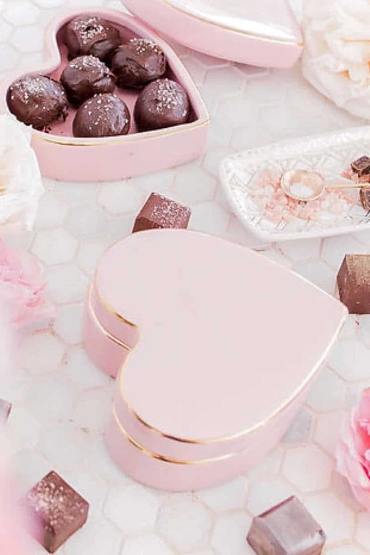 chocolates displayed on table