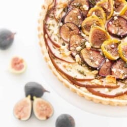 pear and fig tart overhead