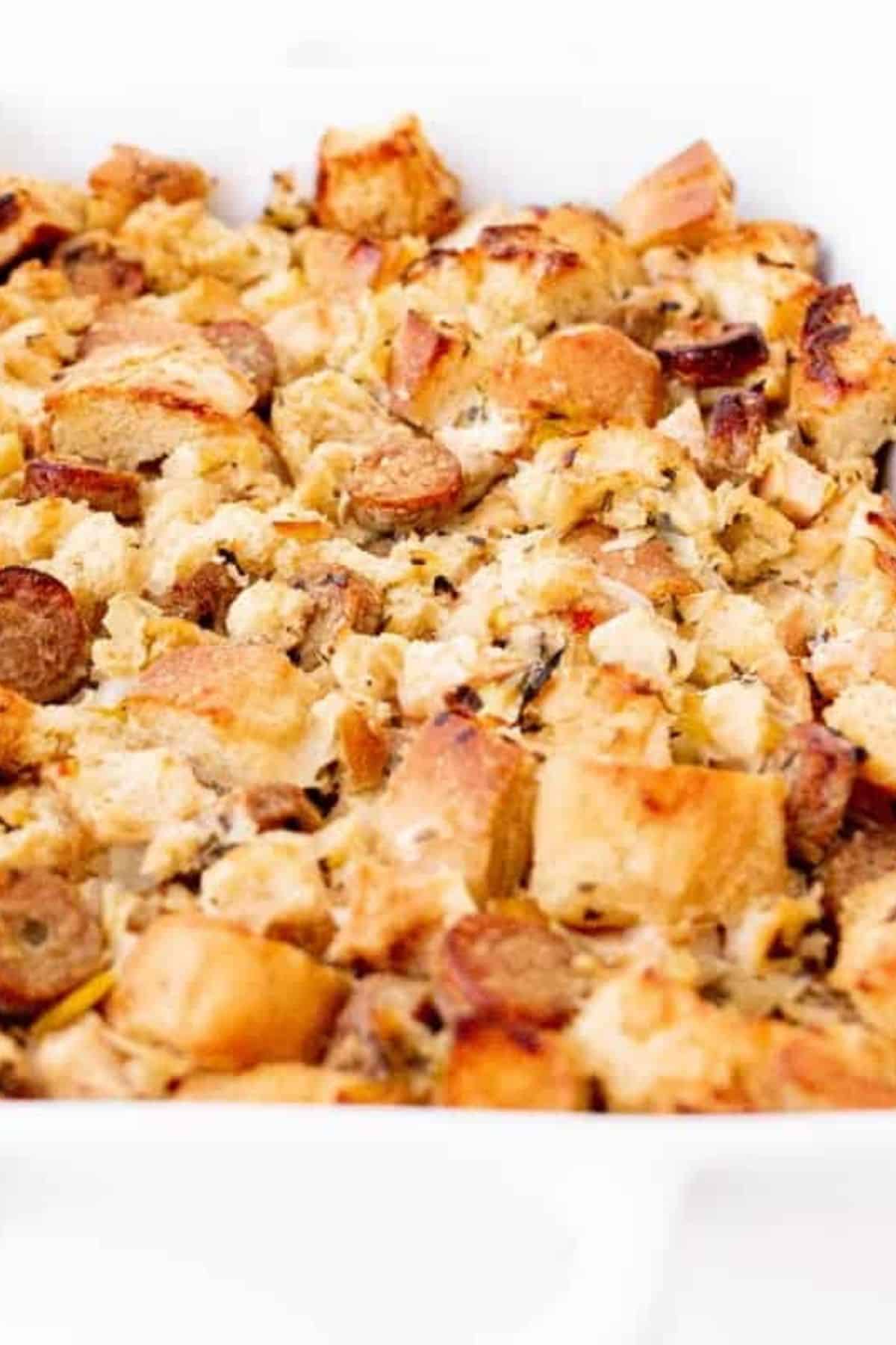 sausage pear stuffing side view