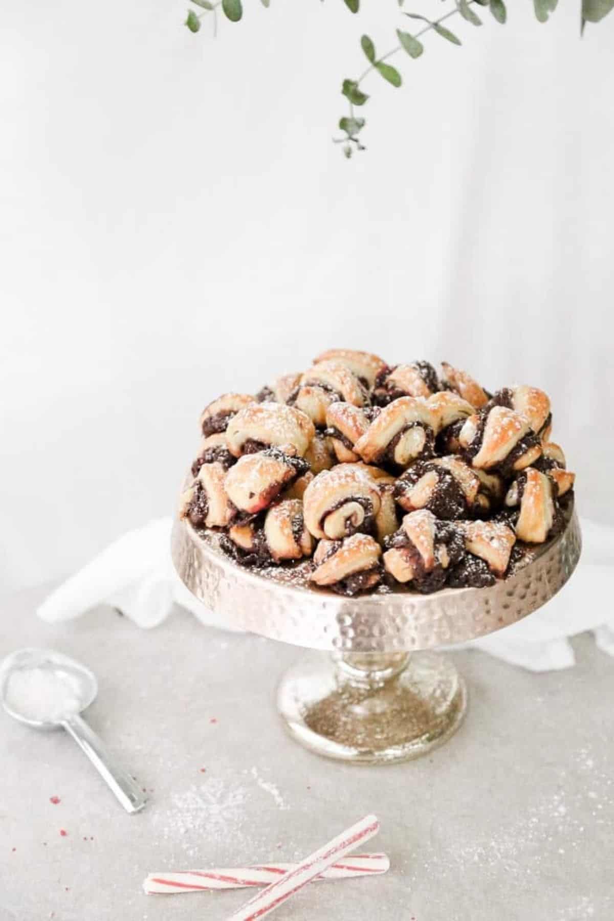 chocolate peppermint rugelach overhead