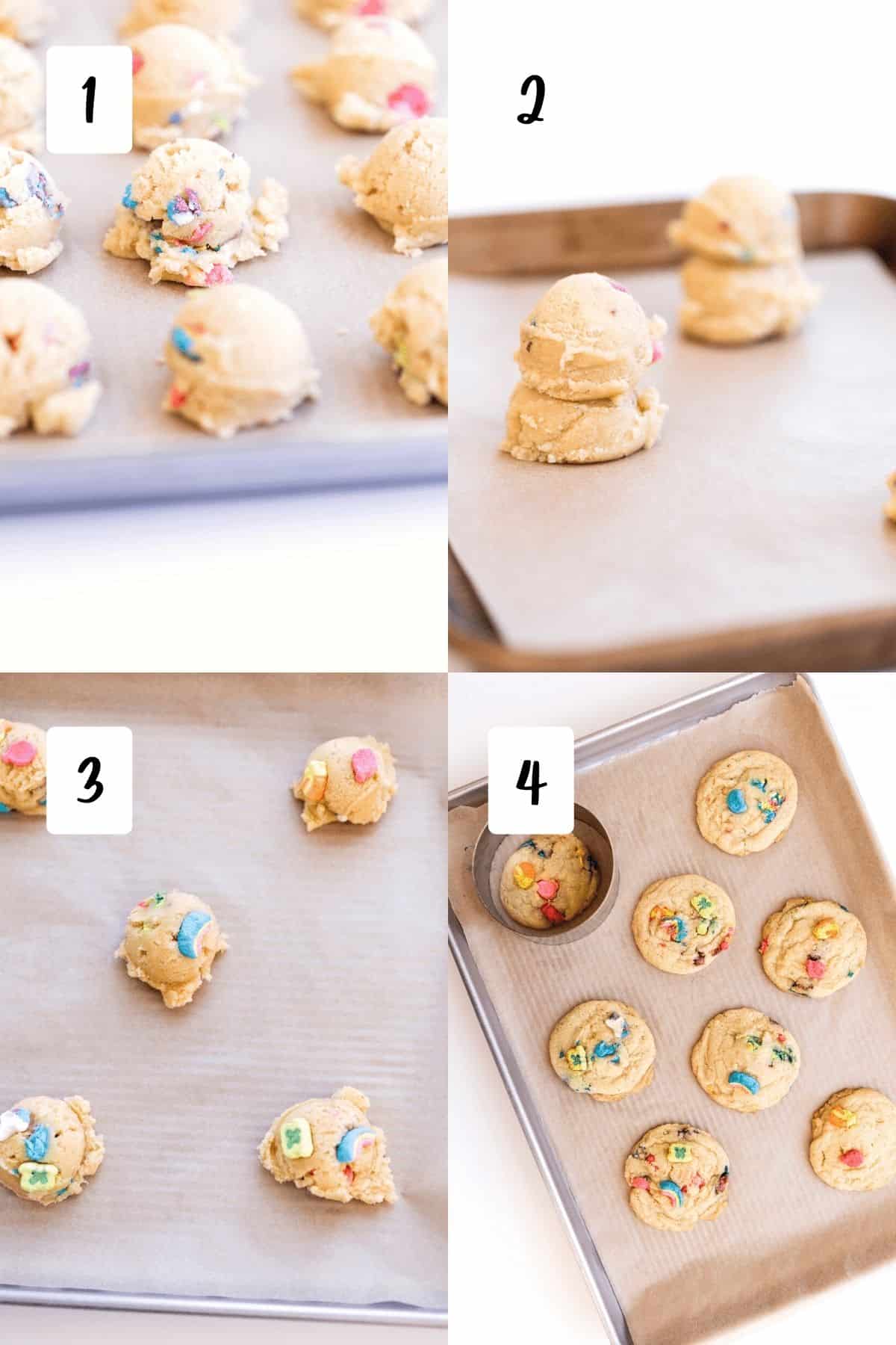 four images that show cookies being scooped in different ways