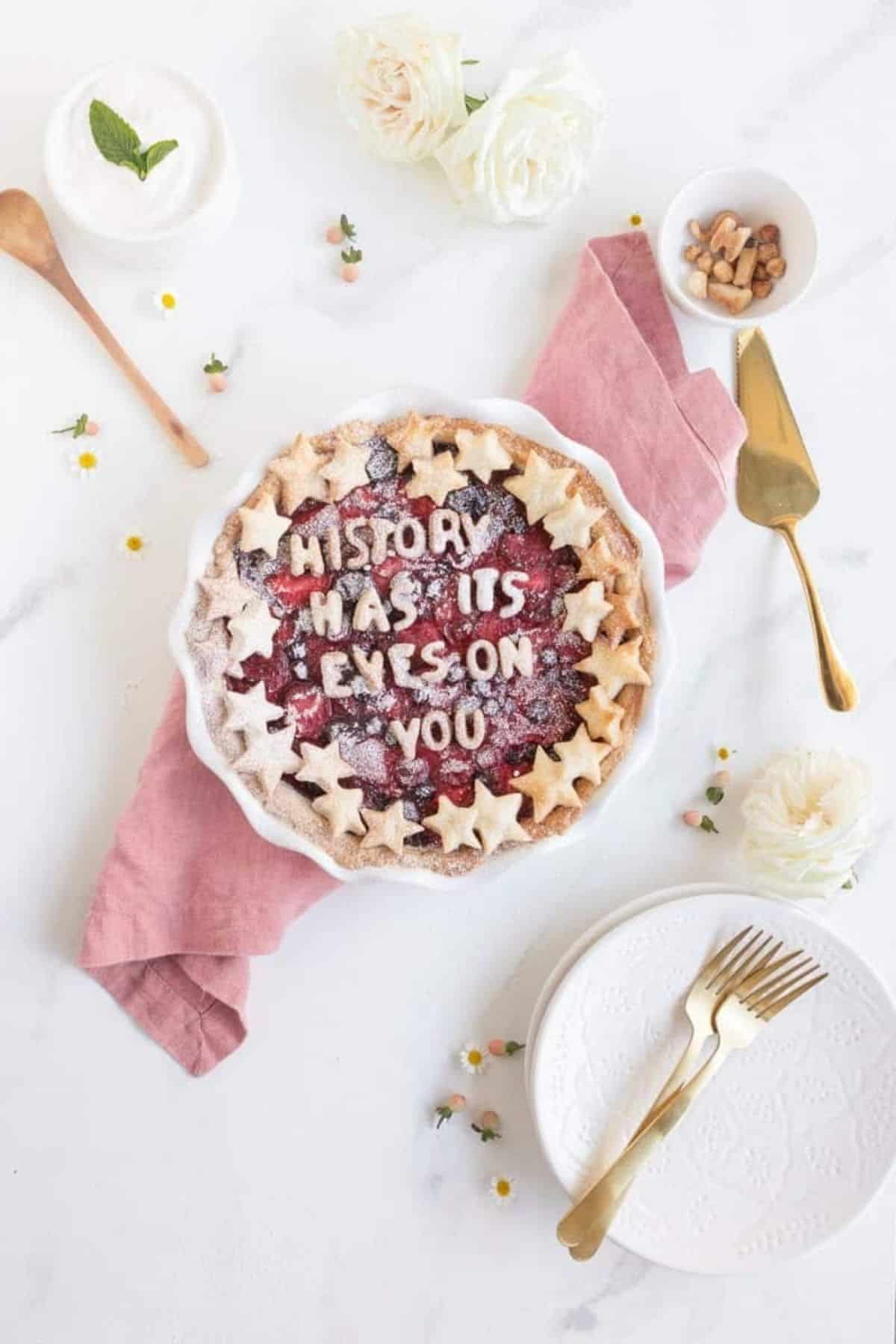 Mixed Berry Pie with Lettered Top