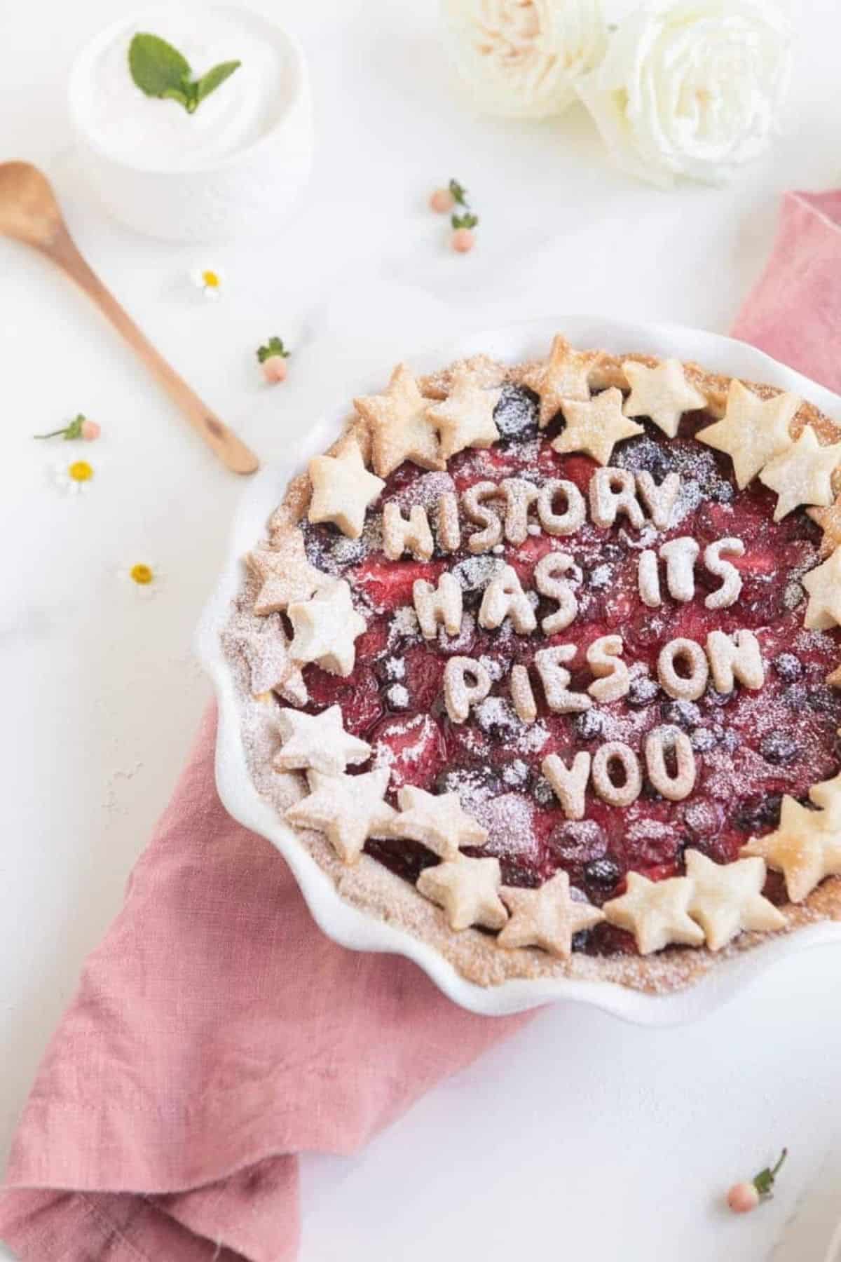 Mixed Berry Pie with Lettered Top