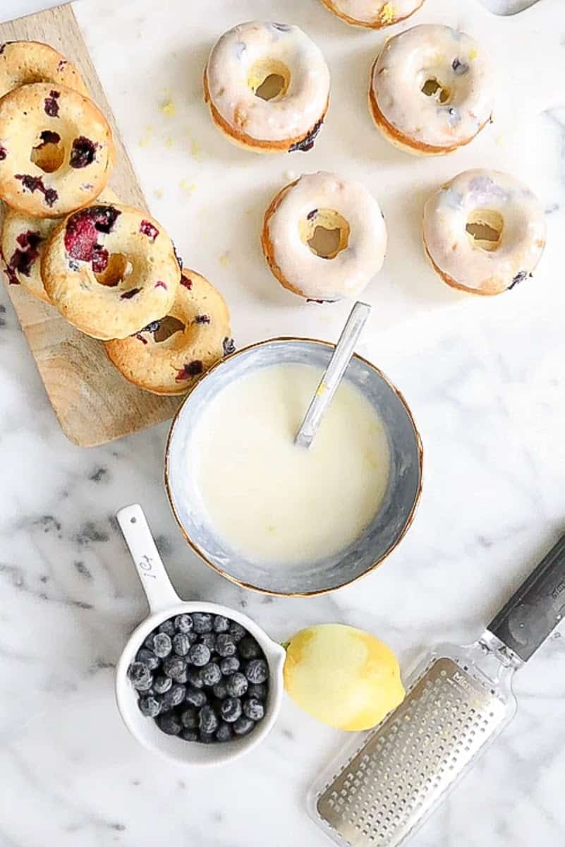 Baked Blueberry Lemon Donuts with icing