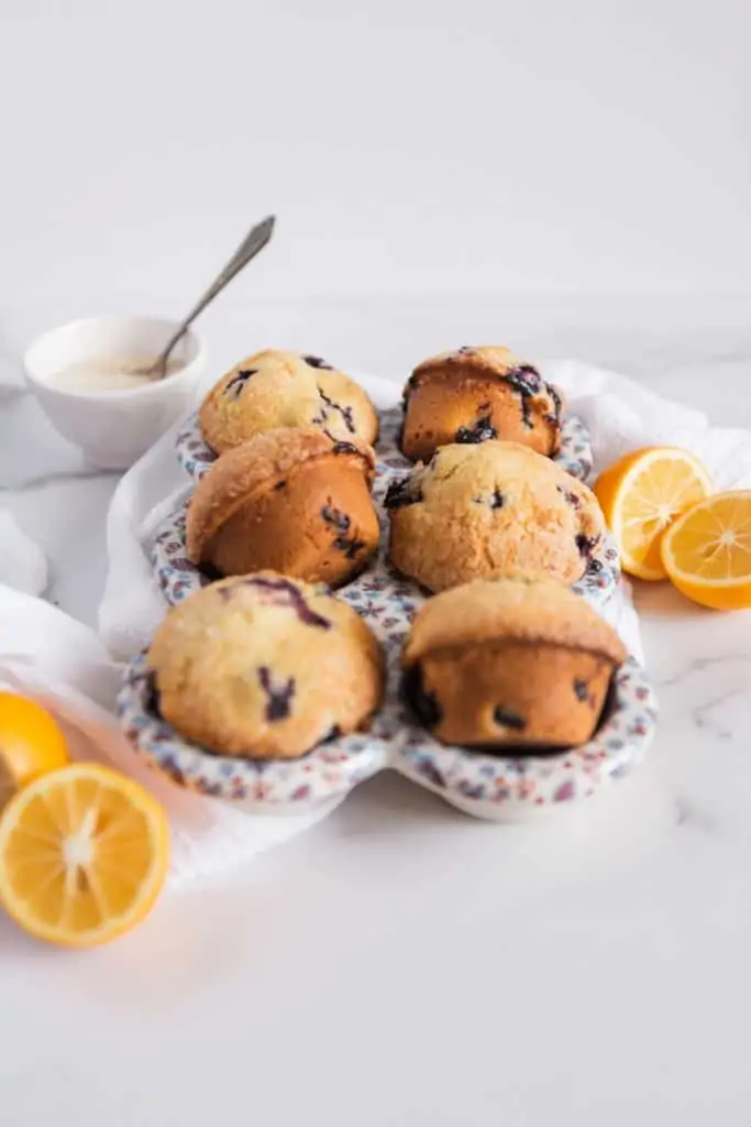 lemon blueberry muffins in a cupcake mold