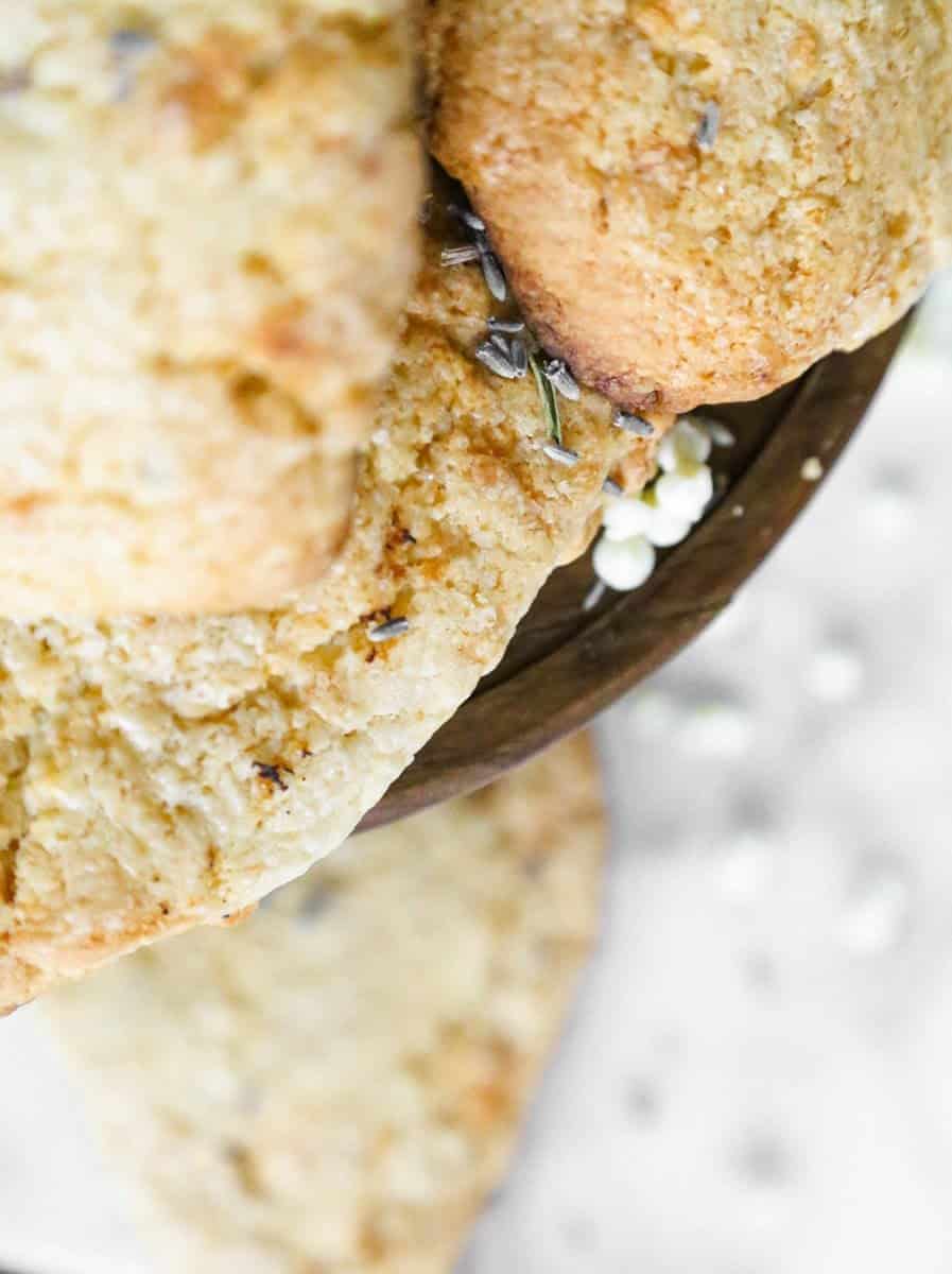 lavender white chocolate scones close up