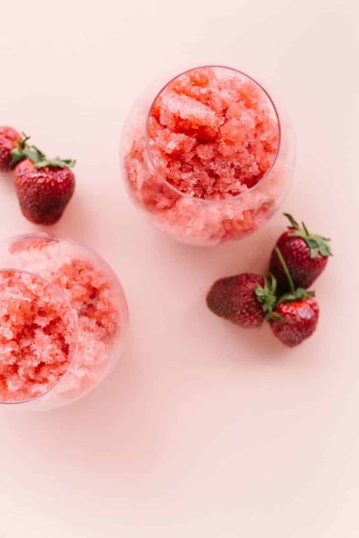 strawberry rose granitas overhead