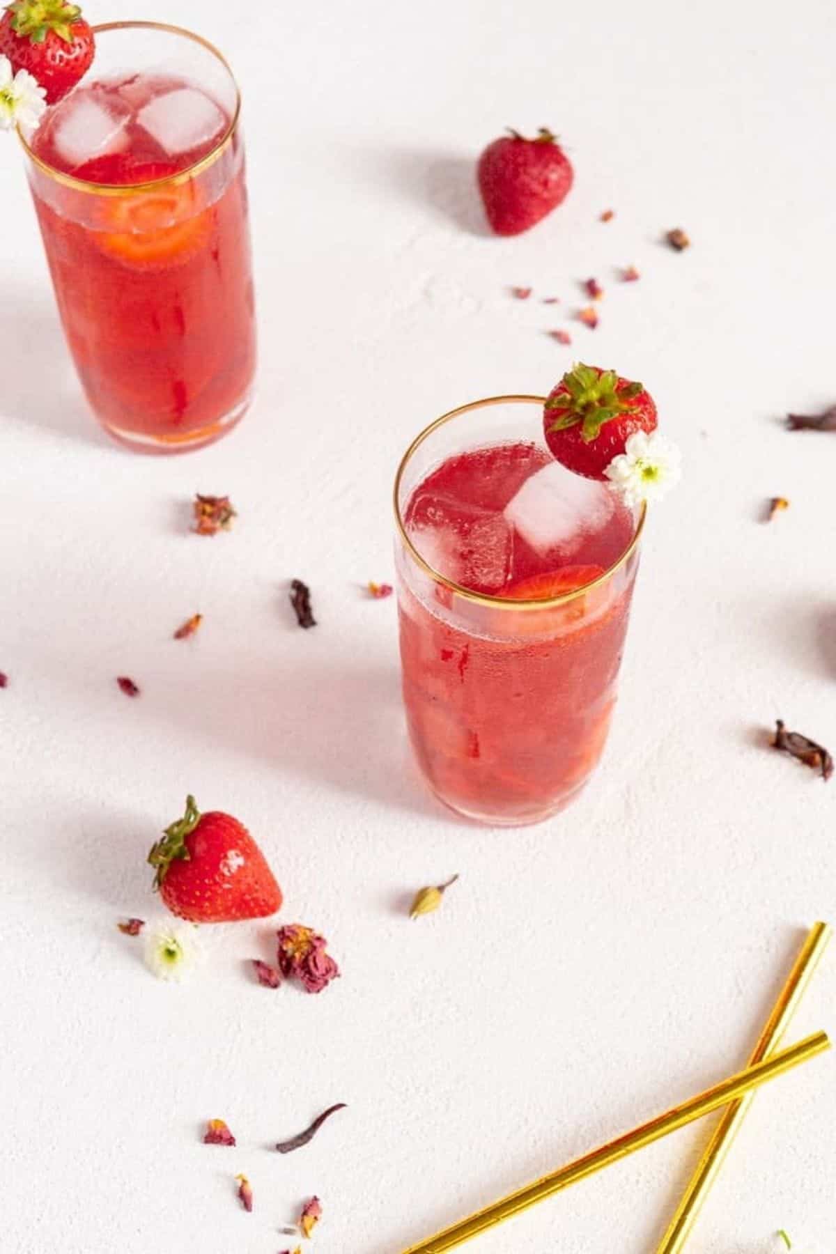 Strawberry iced teas