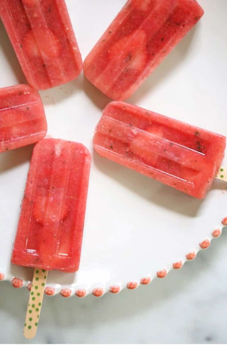 strawberry mint popsicles