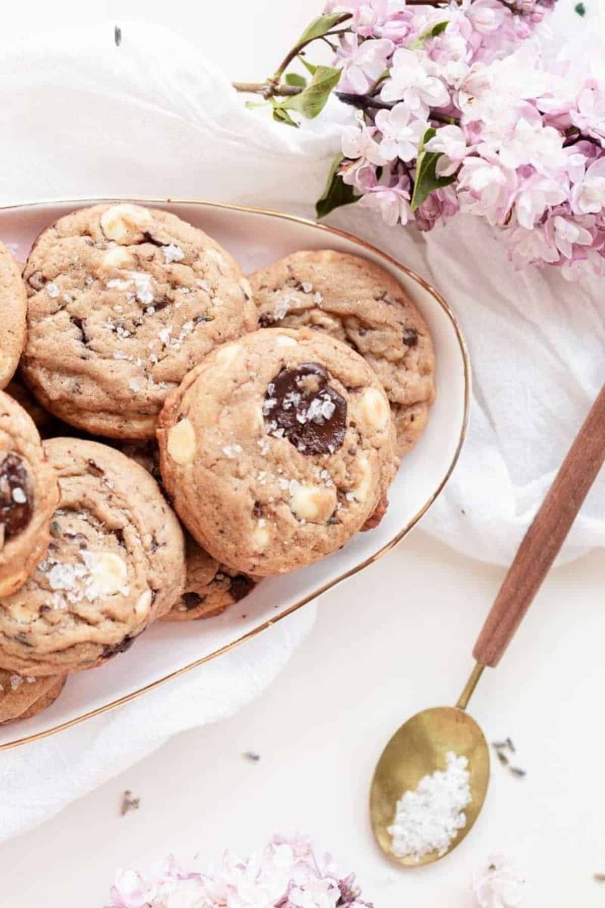 close-up of cookies and salt on spoon