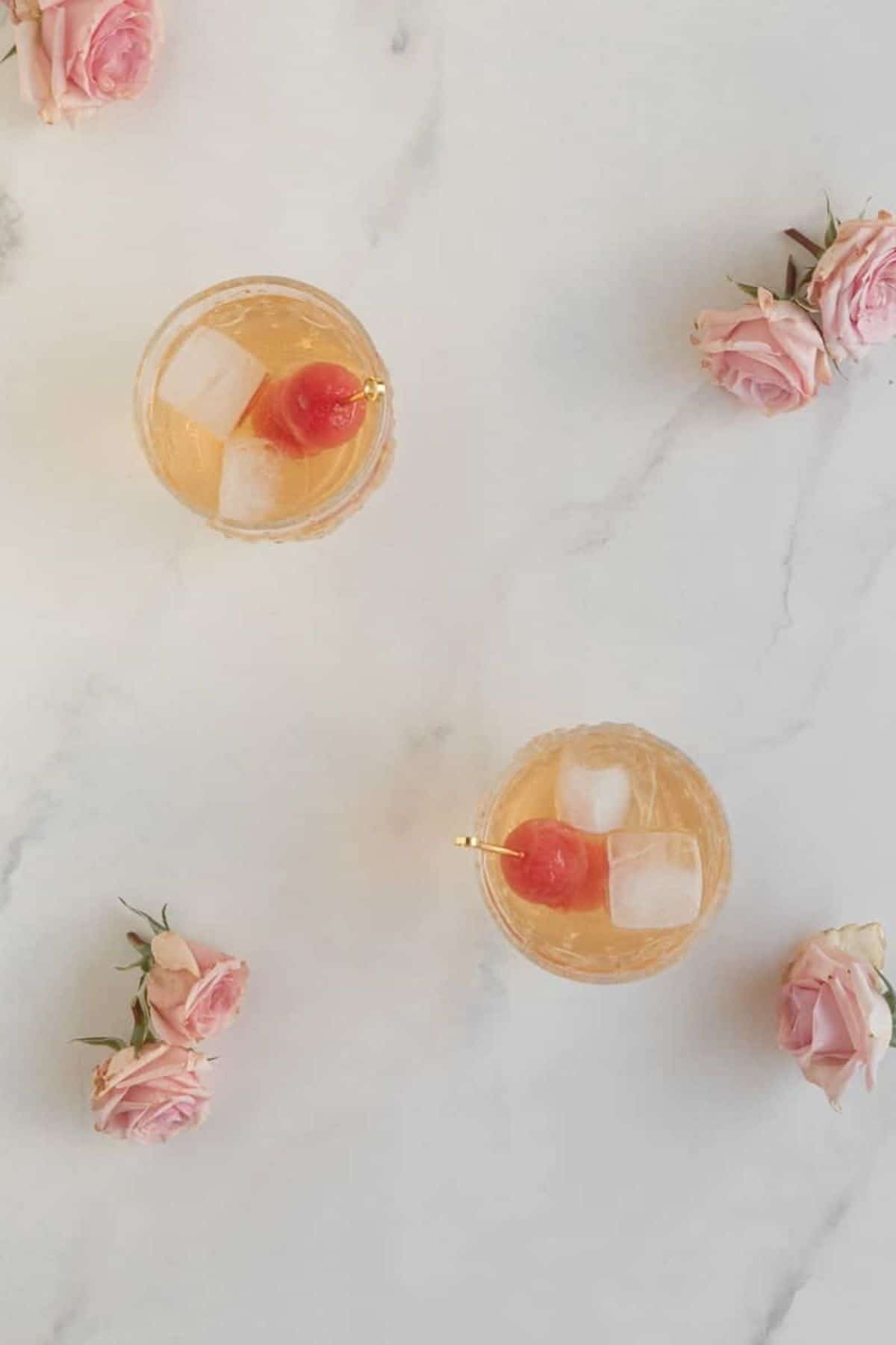 cocktails, roses, and watermelon balls