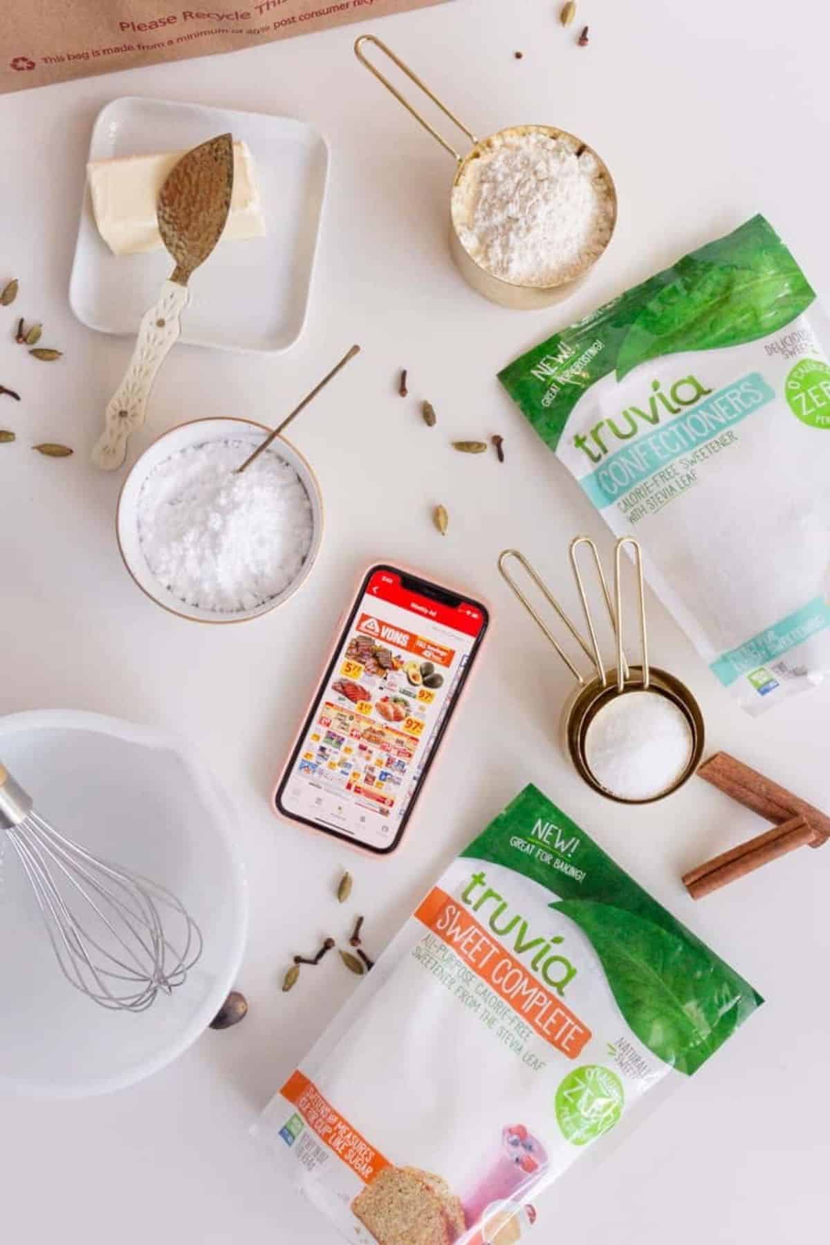 Vons app, Truvia, and ingredients