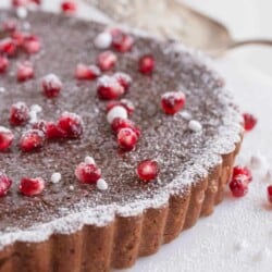 sliced chocolate tart