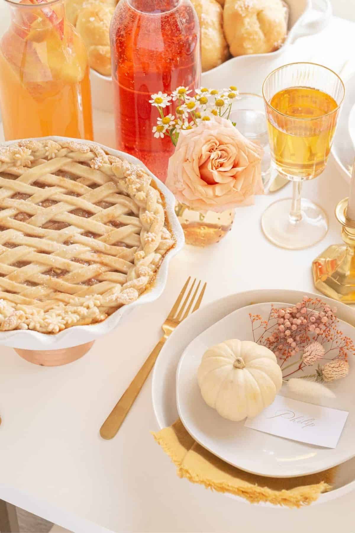 Mini Thanksgiving table setting and pie