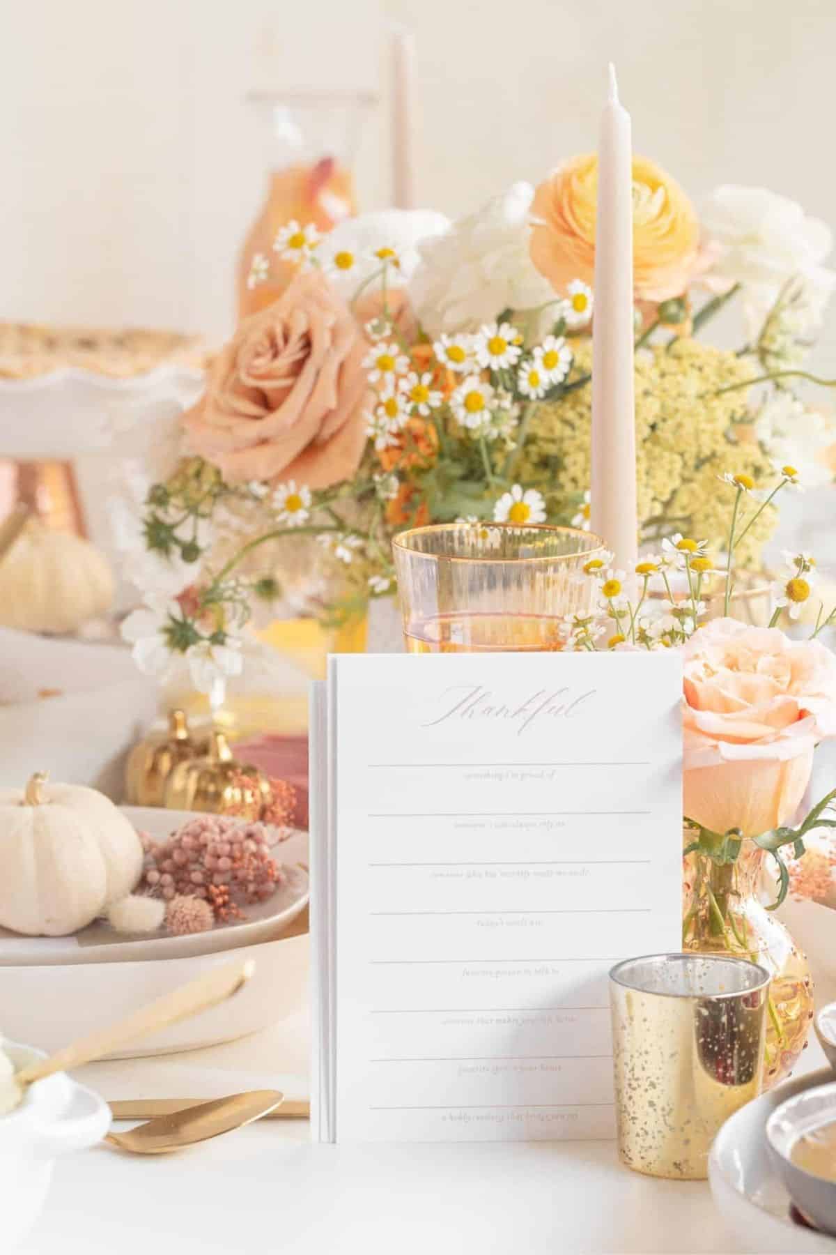 Mini Thanksgiving table setting and thankful card