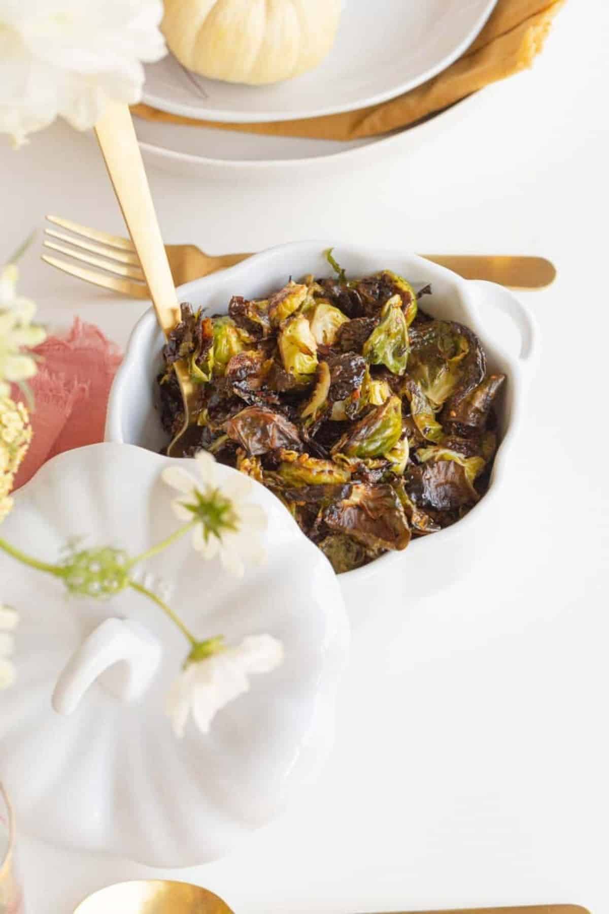 roasted Brussel sprouts in bowl