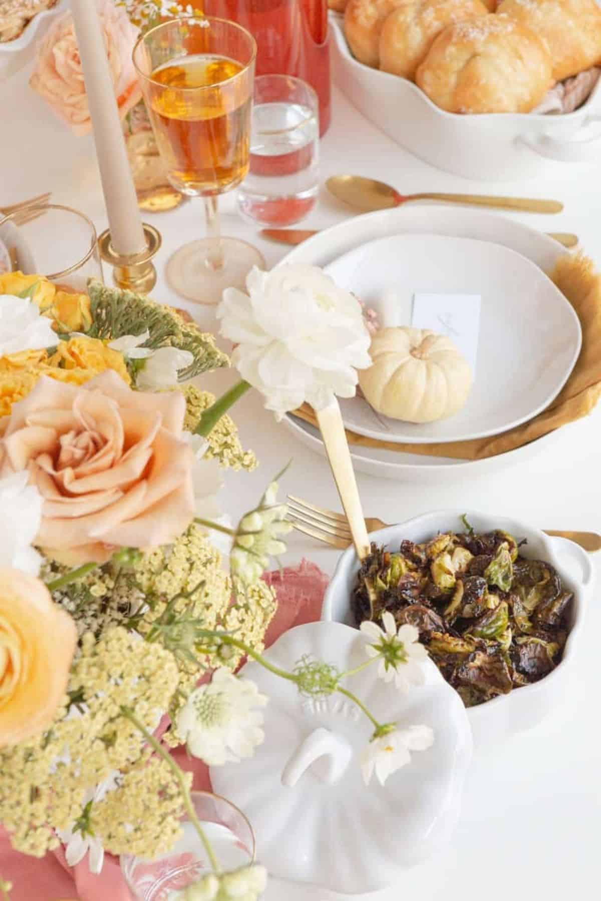 roasted Brussel sprouts in bowl on table