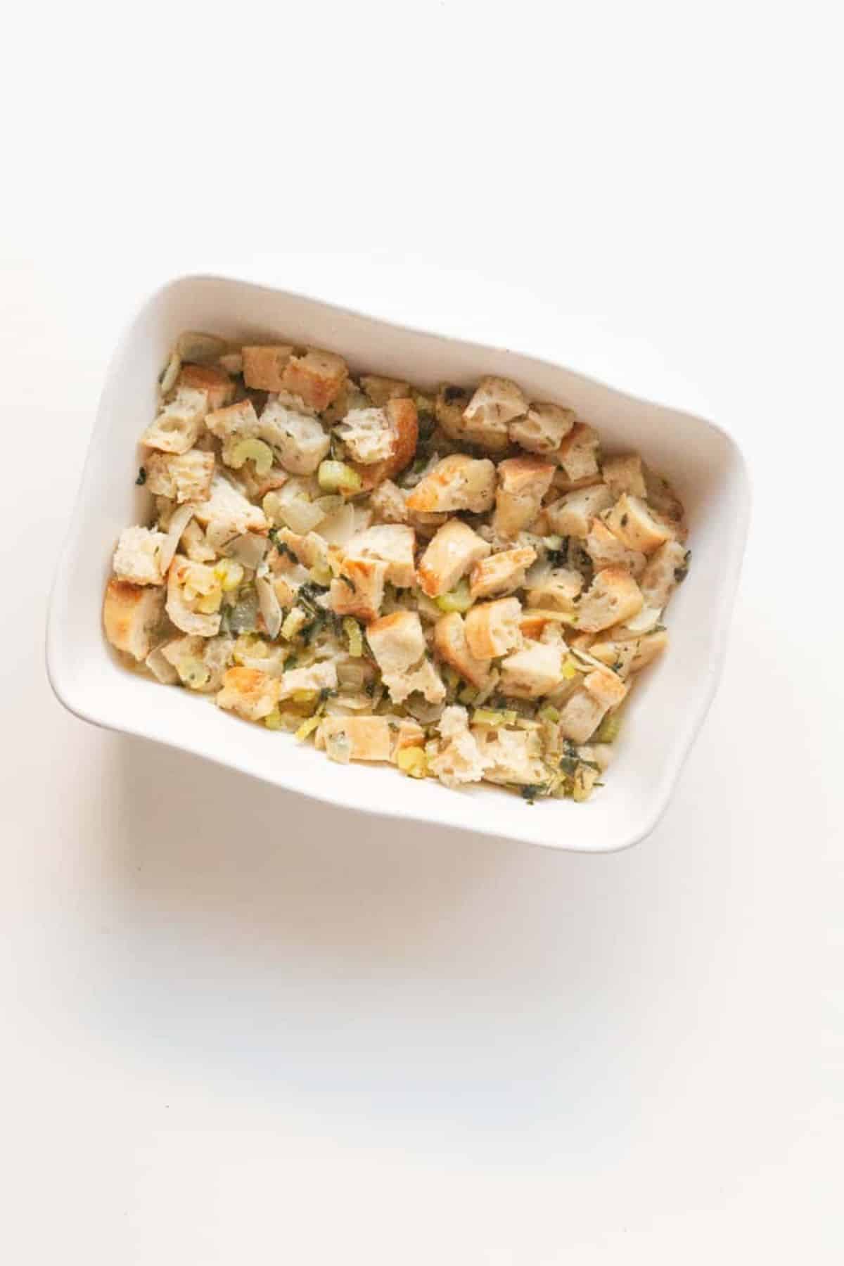 small batch stuffing in casserole dish