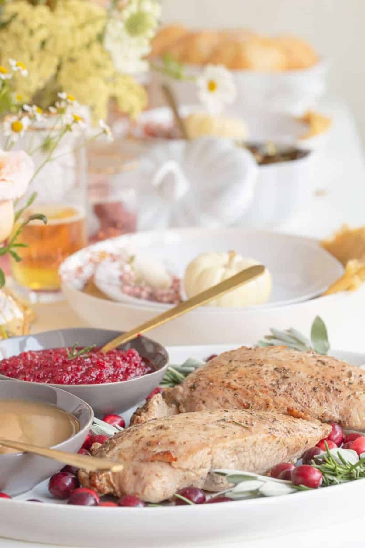 side shot turkey tenderloins on table