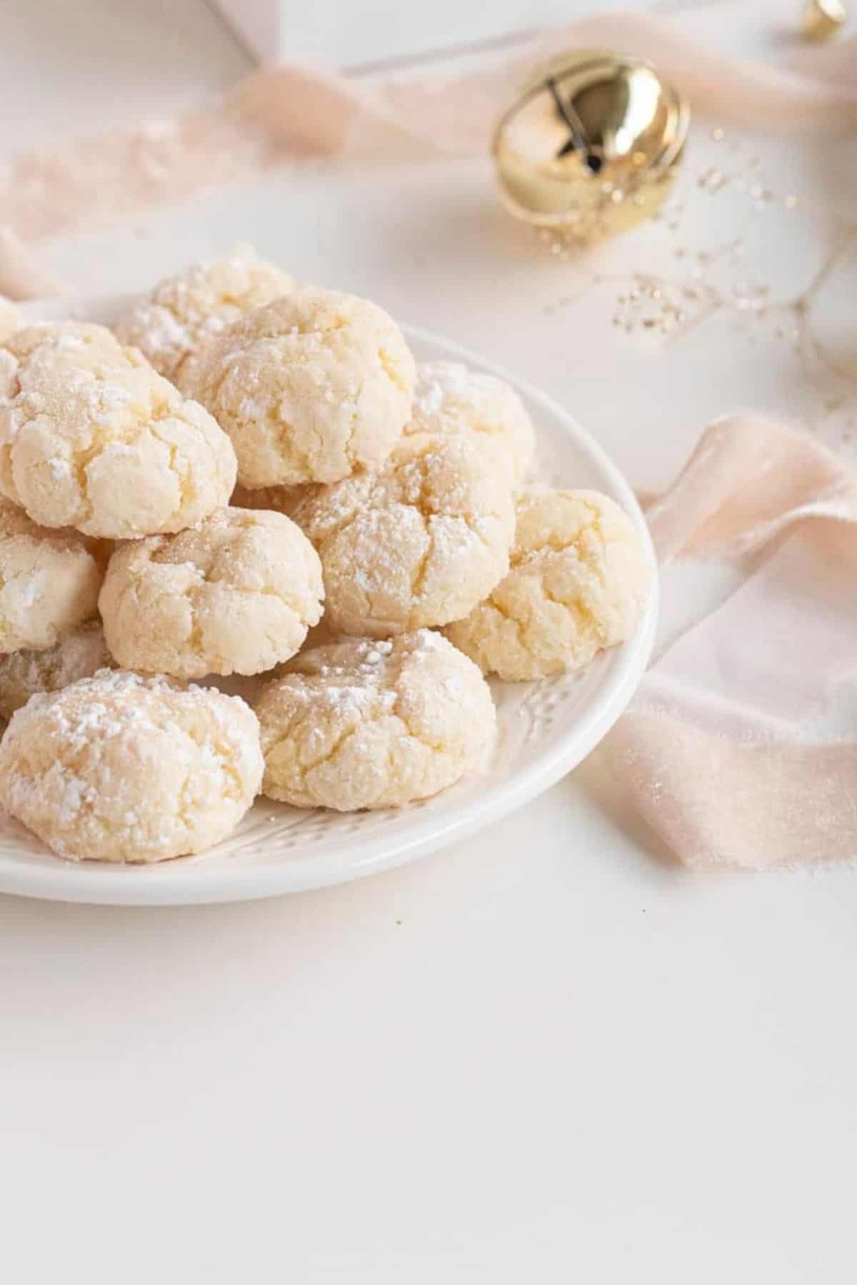 gooey butter cake cookies on plate