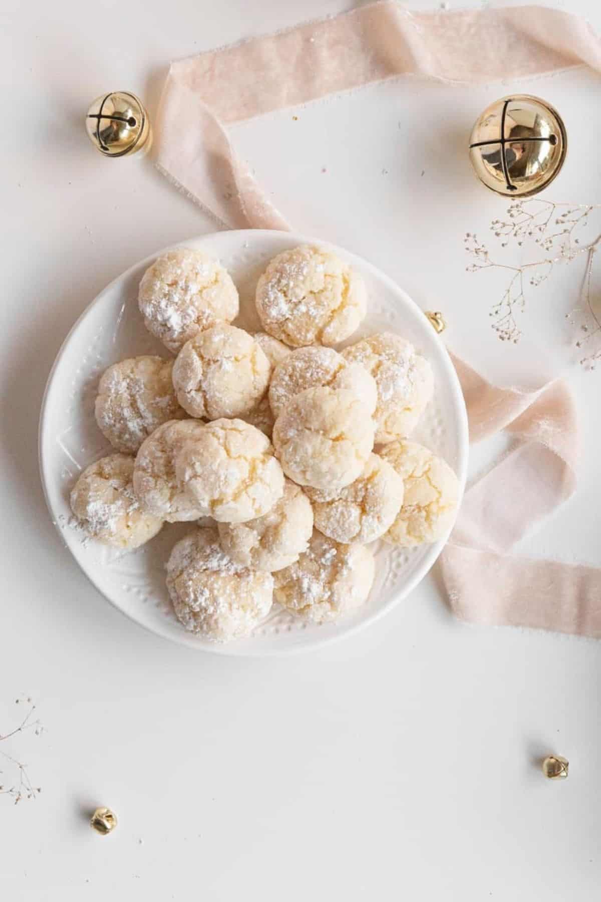 gooey butter cake cookies with ribbons