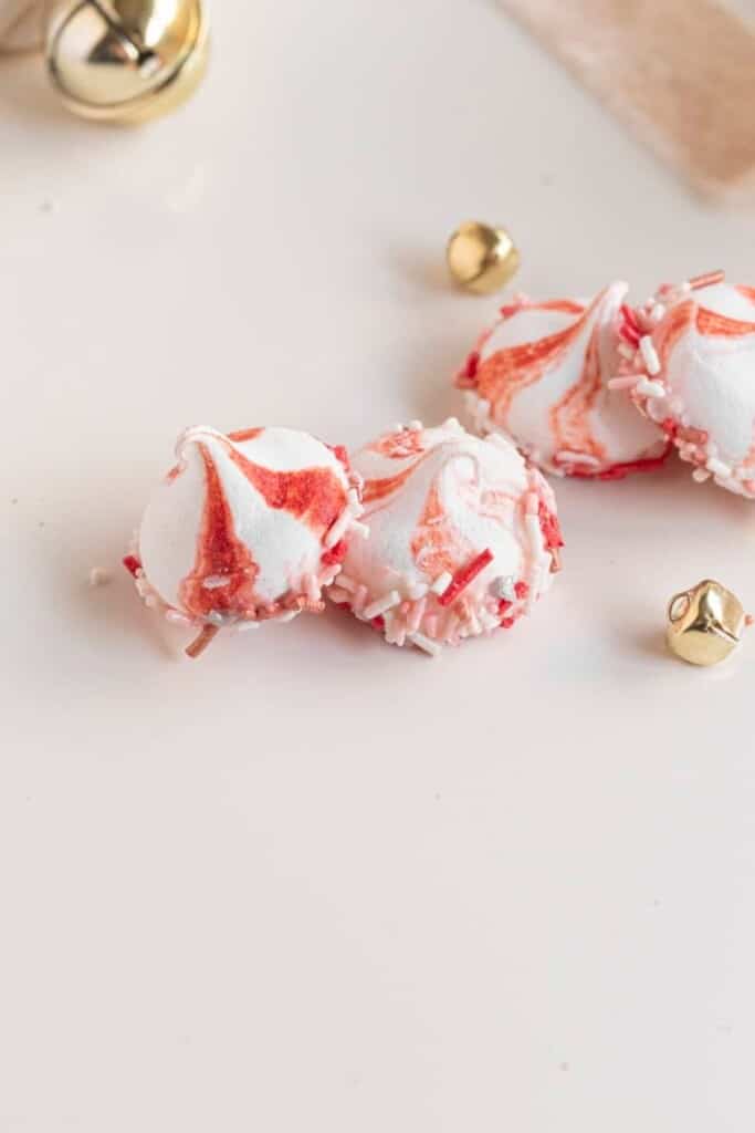 peppermint meringue candies and jingle bells