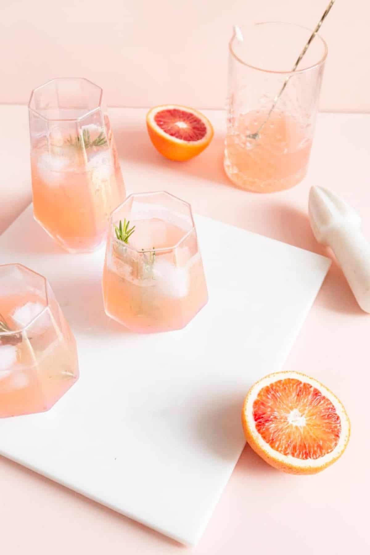 blood orange cocktail in glasses