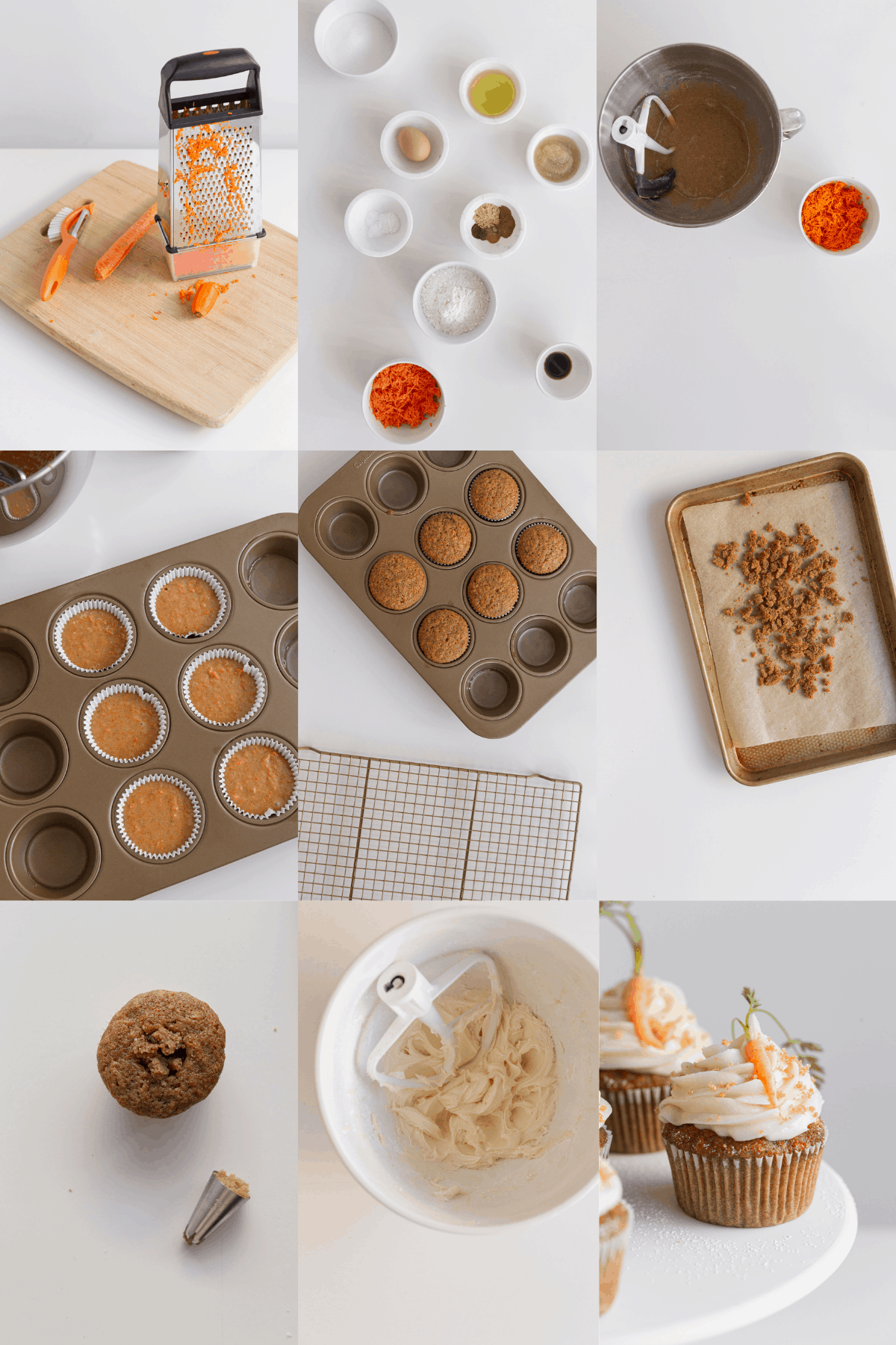 process shots of making spiced cupcakes