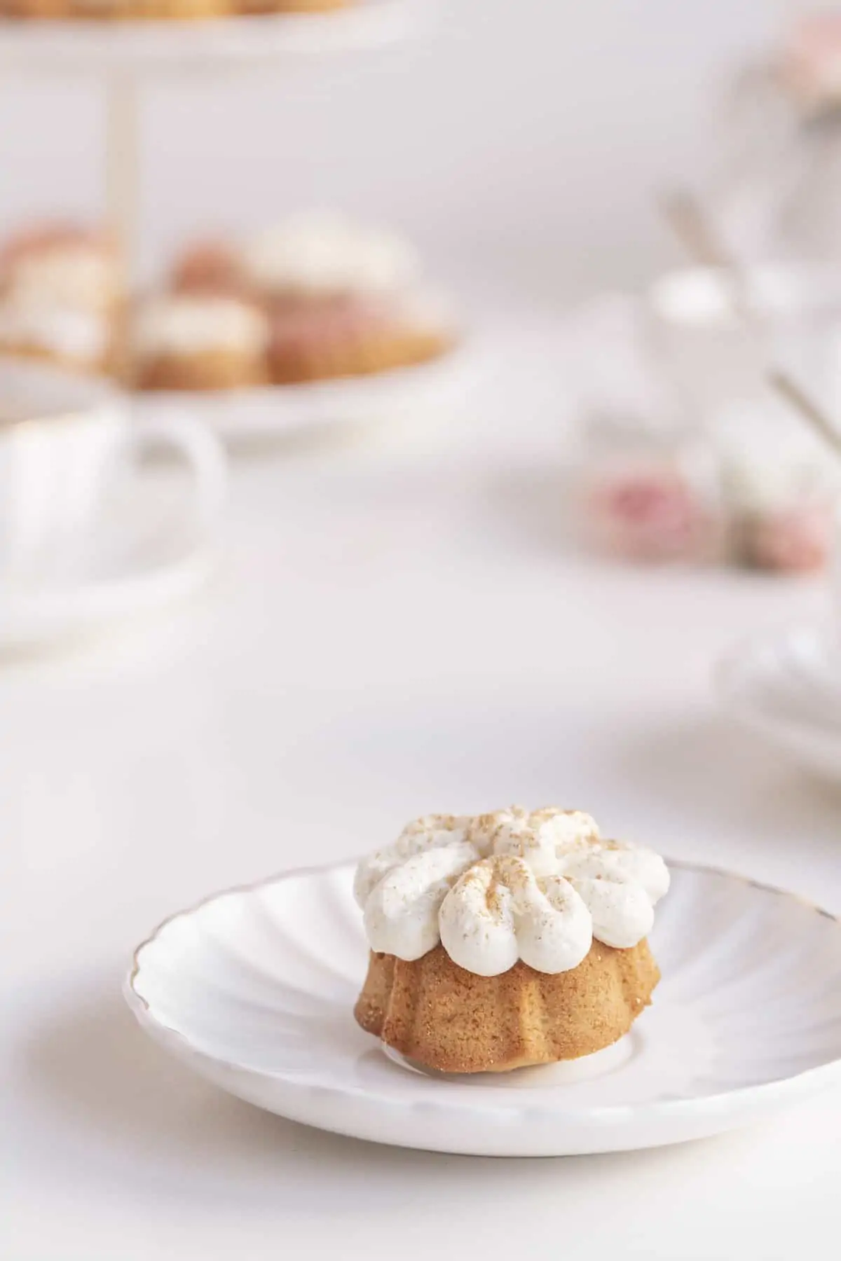 Mini bundt cake with chantilly cream