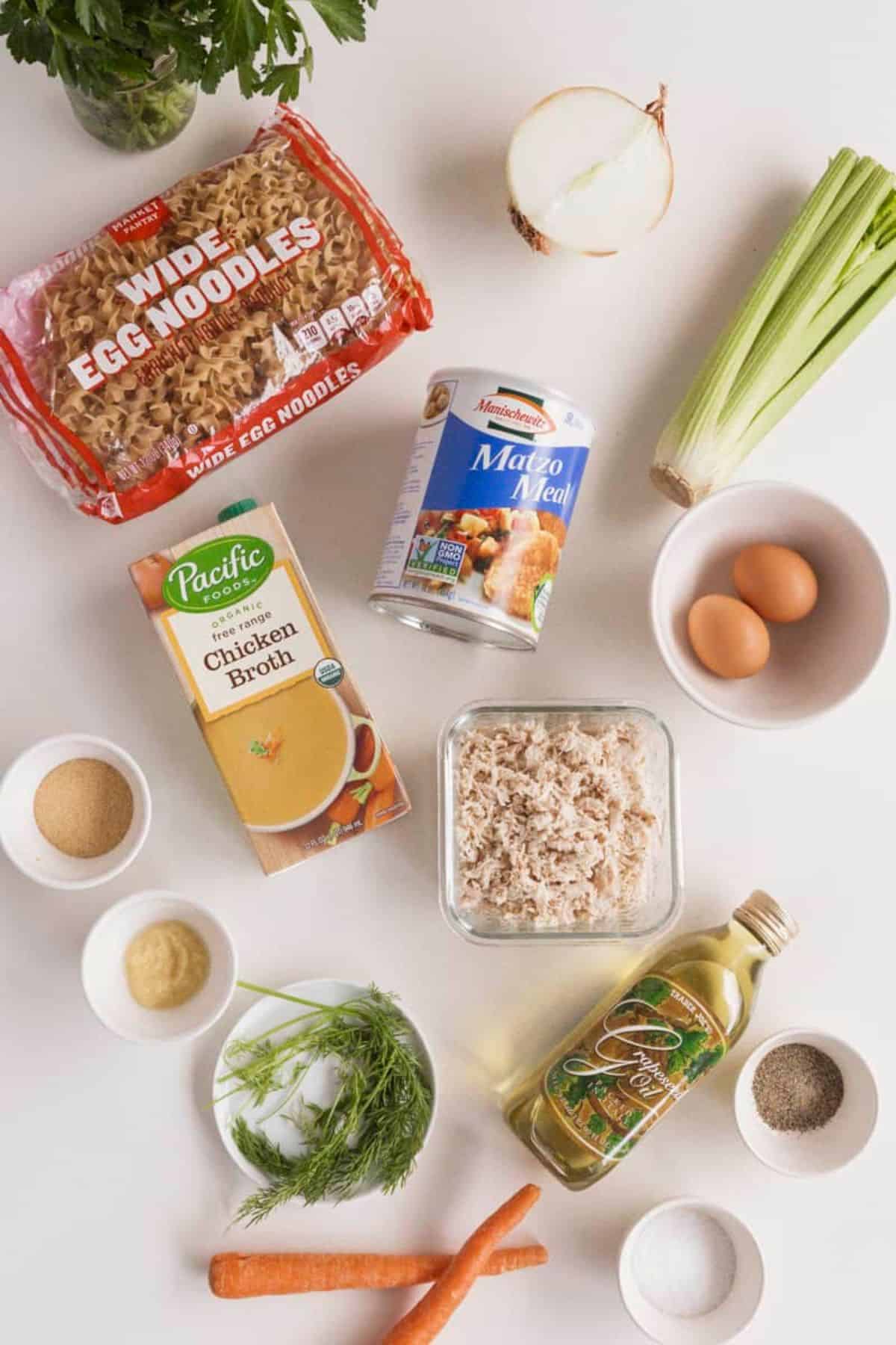 ingredients for soup laid out on the counter