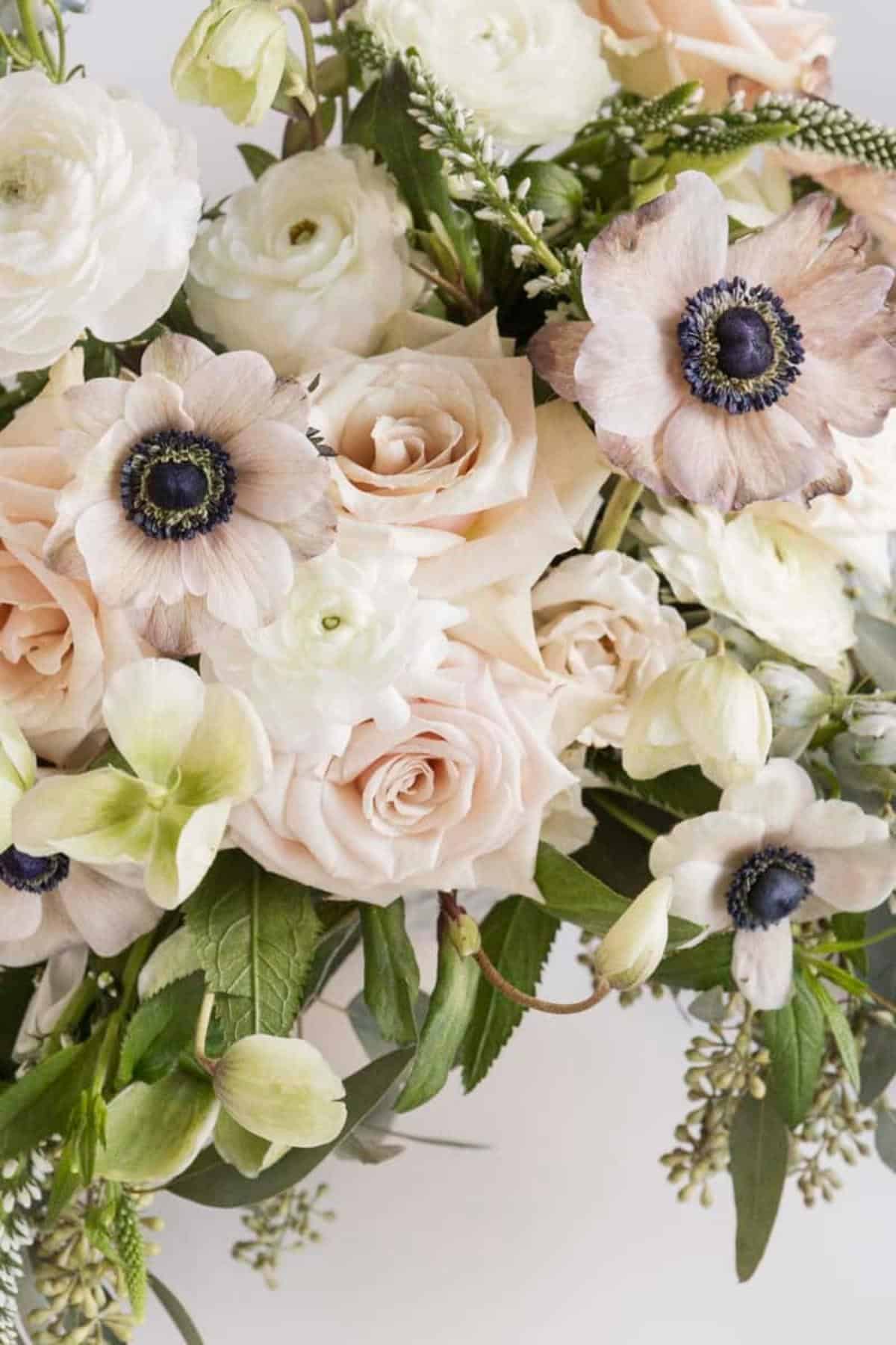 pink and blue flower arrangment