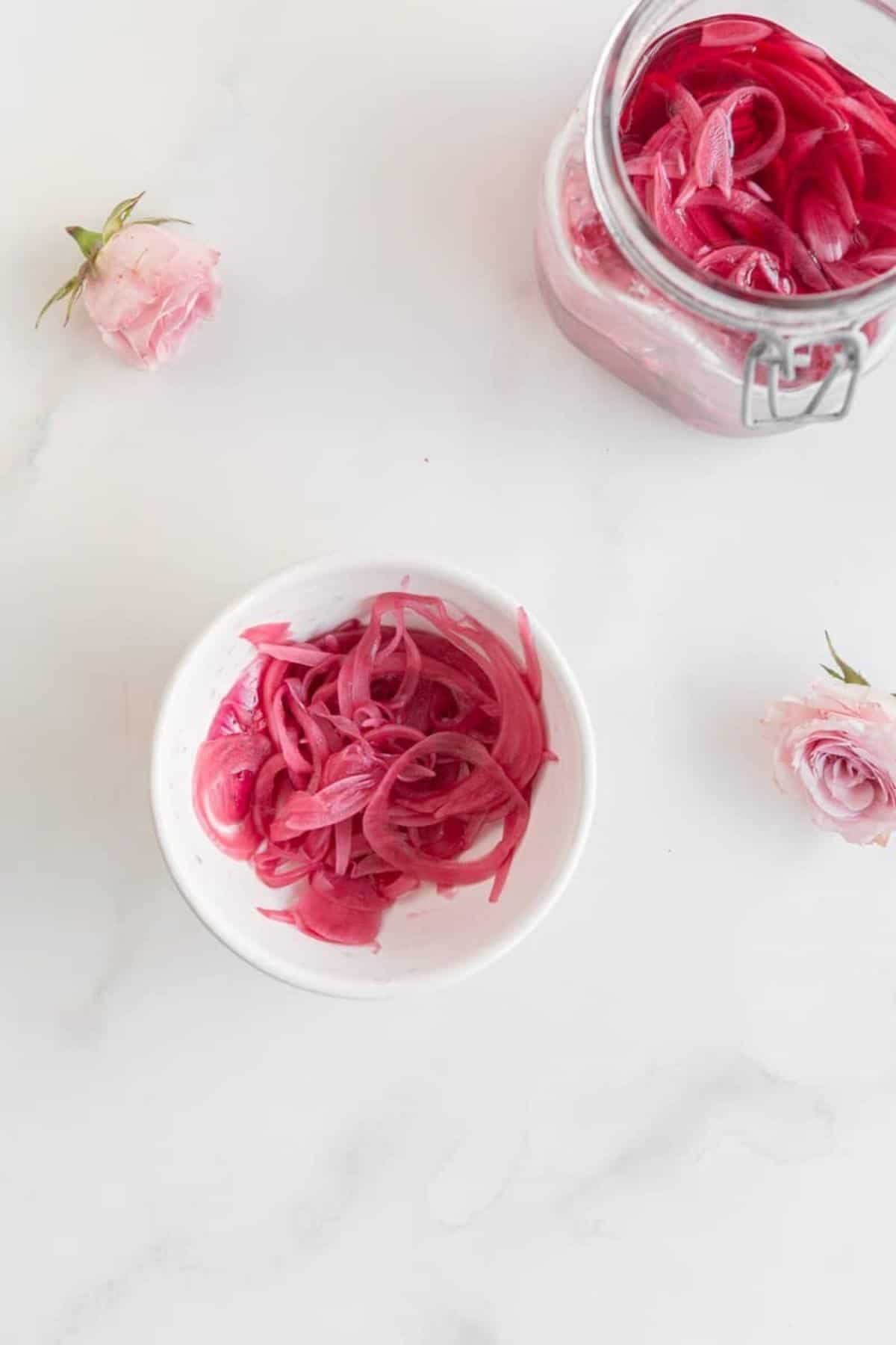 quick pickled onions in bowl