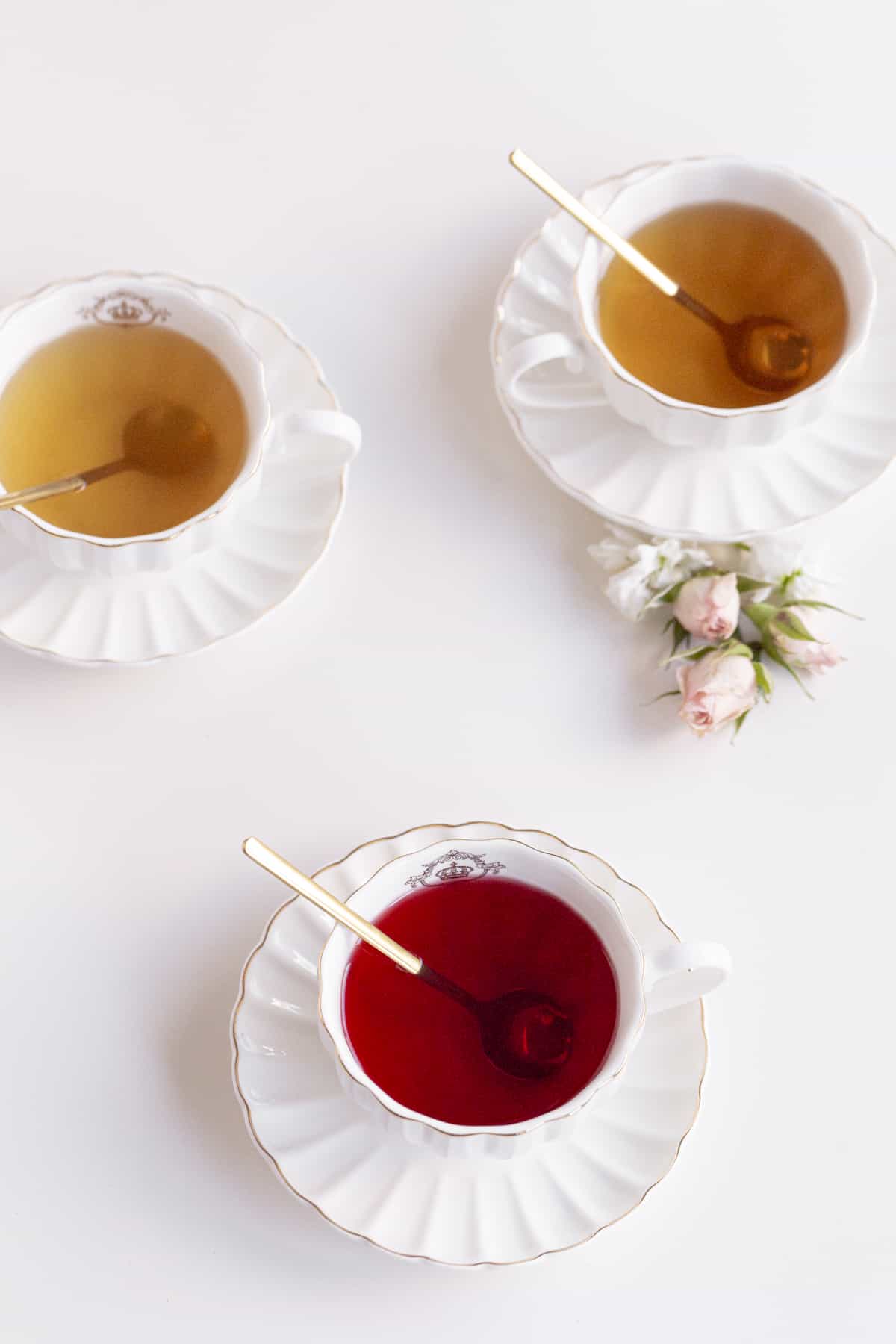 tea time at home with teas in cups and sauces