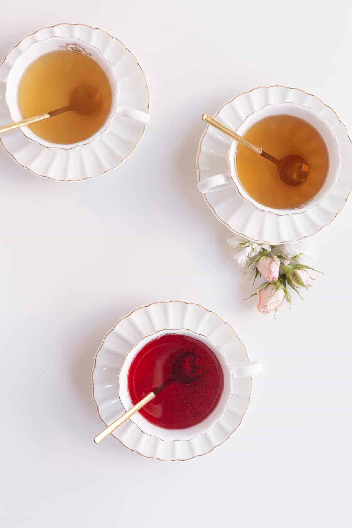 herbal tea with honey pairings - 3 cups of herbal teas