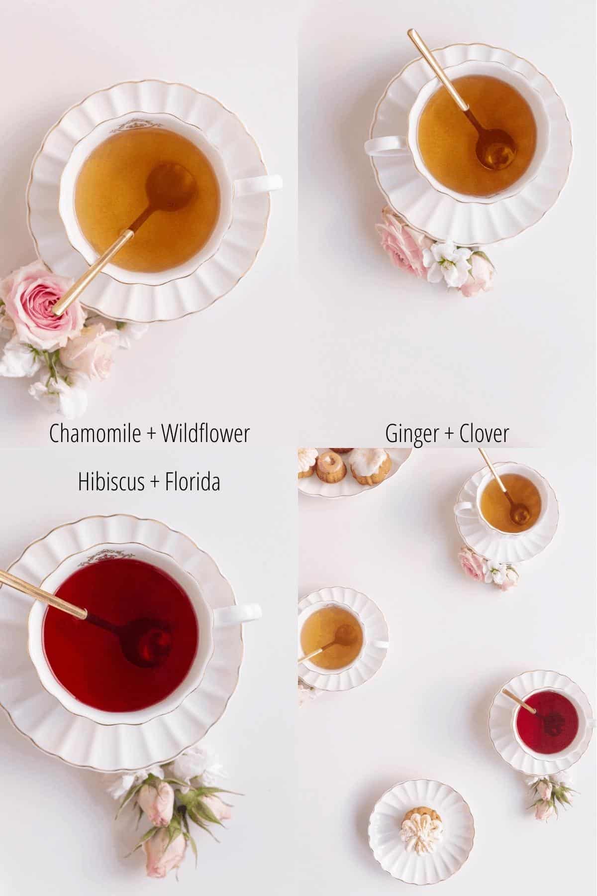 tea pairing - three types of tea with different honey chart