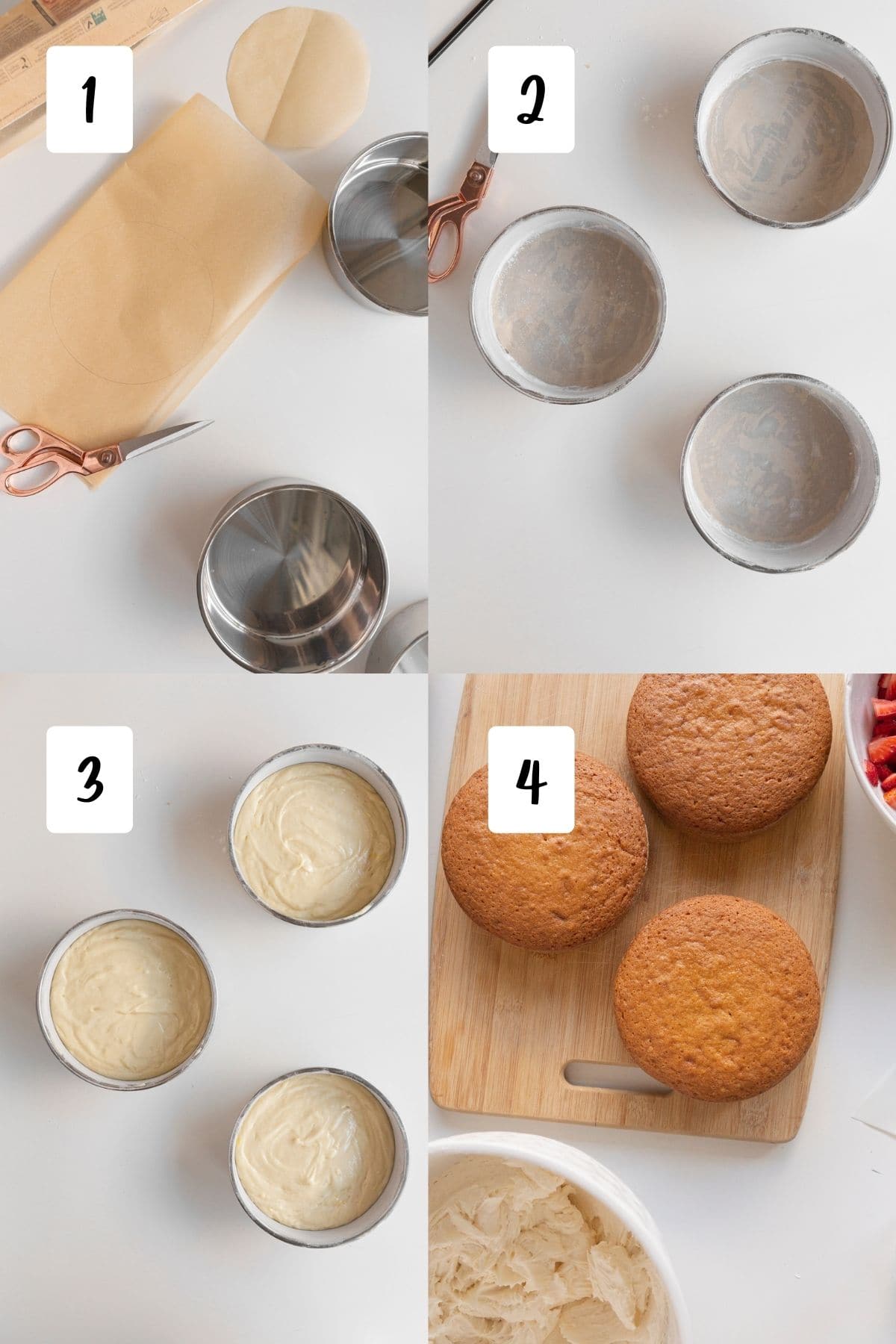 steps for preparing and baking cake layers