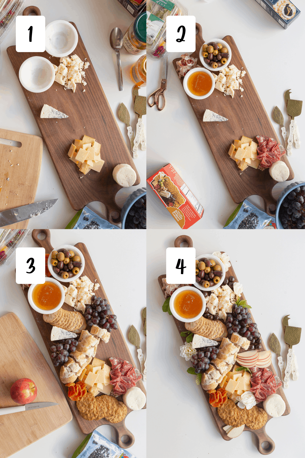 steps for making an easy charcuterie board