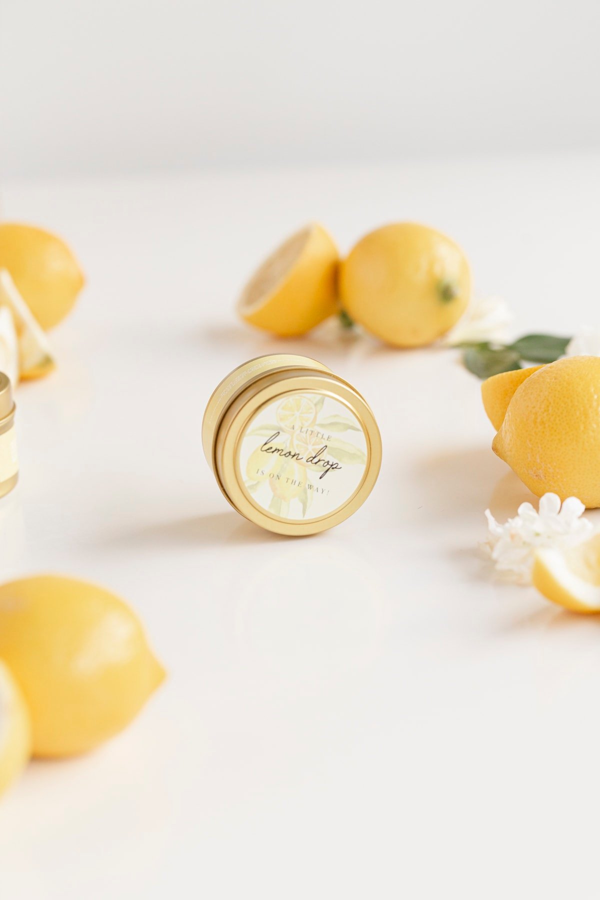 lemon themed baby shower favors candles with other lemons