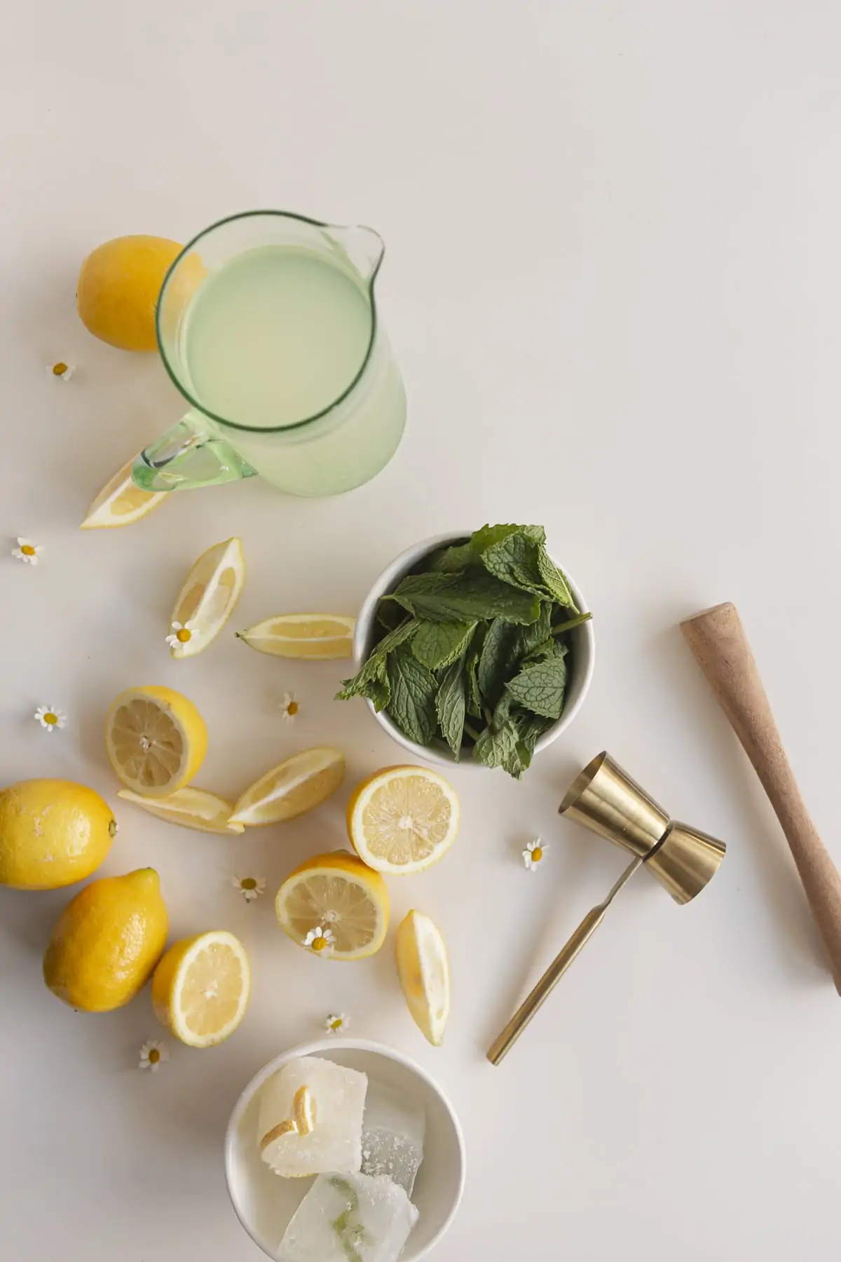 ingredients for mint lemonade mocktail