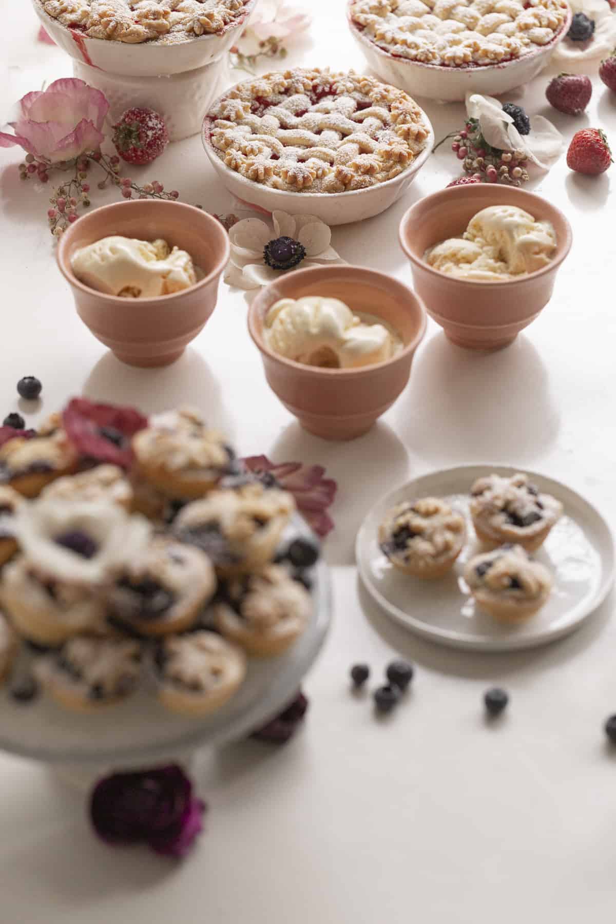 pies and ice cream on a pie bar